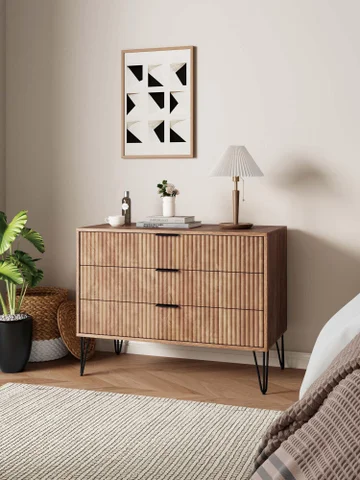 Manhattan Comfort Dumbo 3 Drawer Dresser - Golden Brown Manhattan Comfort Dumbo 3 Drawer Dresser - Golden Brown