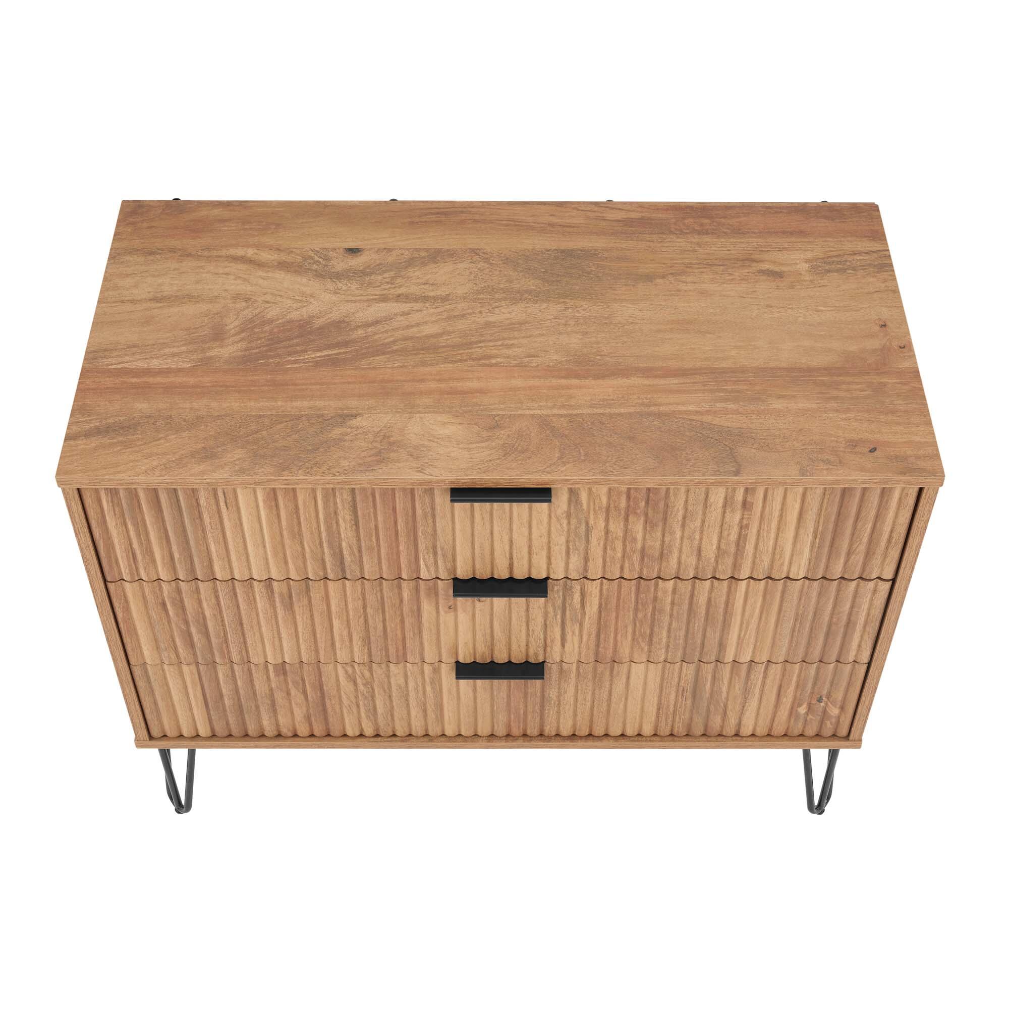 Manhattan Comfort DUMBO 35" 3 Drawer Dresser, Golden Brown, large