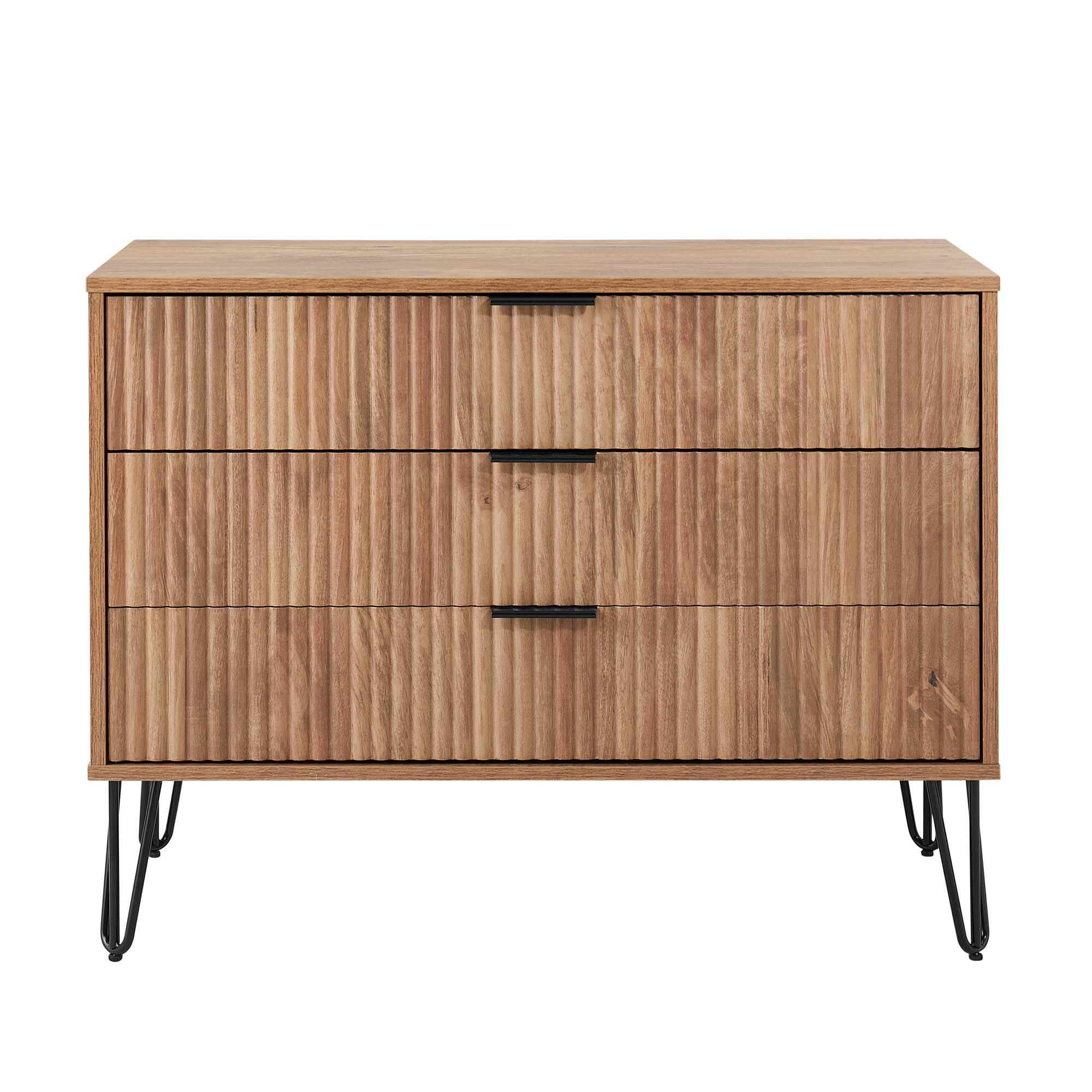Manhattan Comfort DUMBO 35" 3 Drawer Dresser, Golden Brown, large