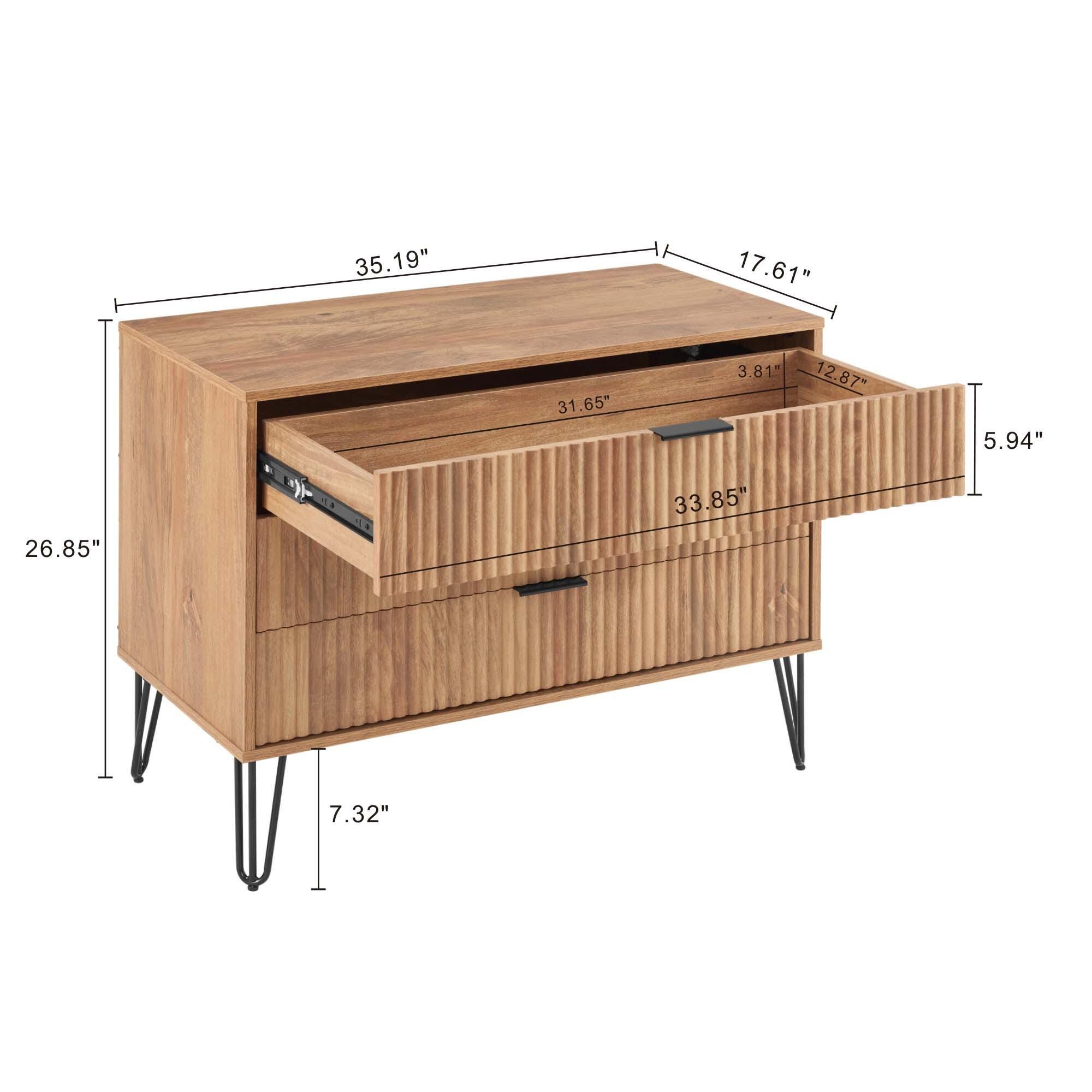 Manhattan Comfort DUMBO 35" 3 Drawer Dresser, Golden Brown, large