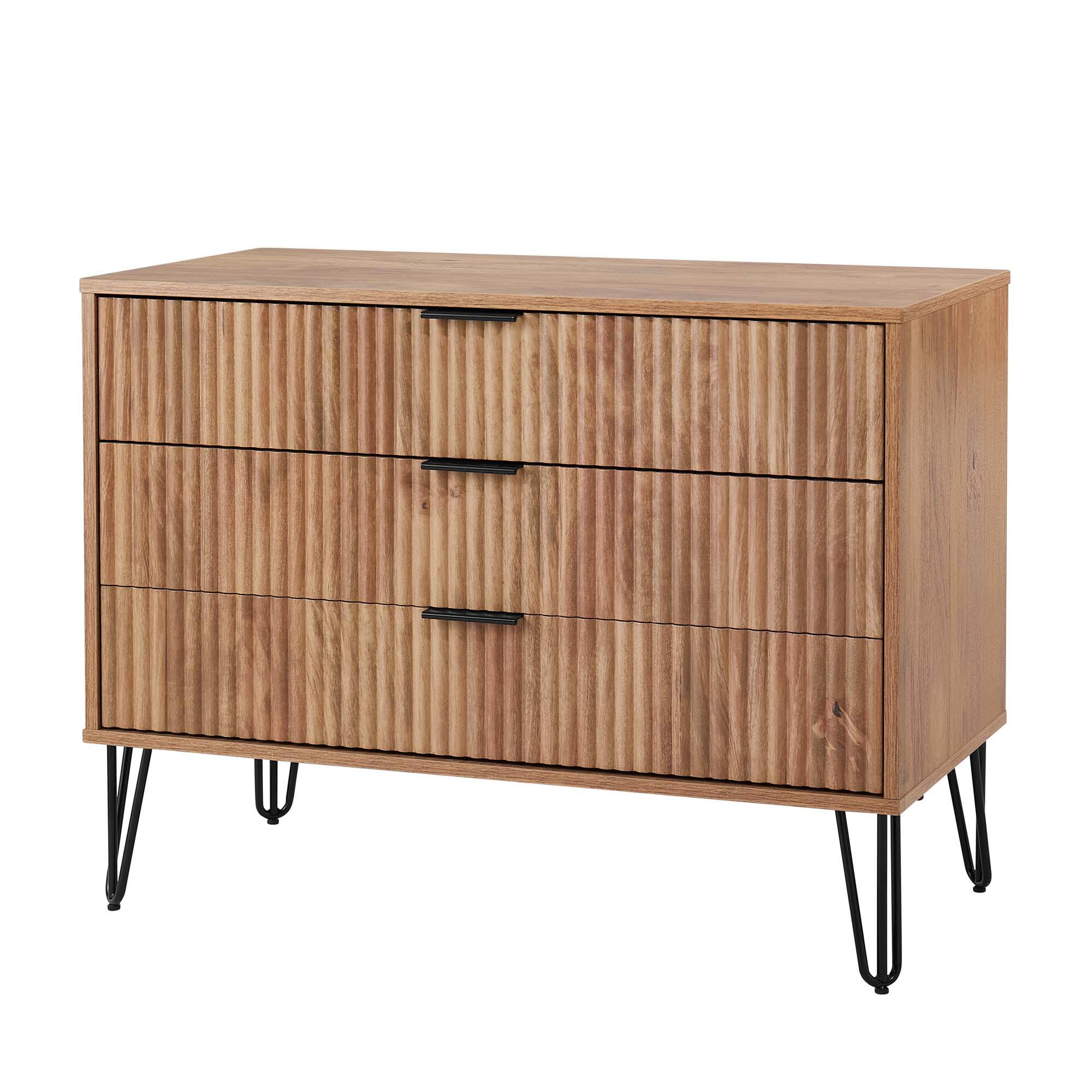 Manhattan Comfort DUMBO 35" 3 Drawer Dresser, Golden Brown, large