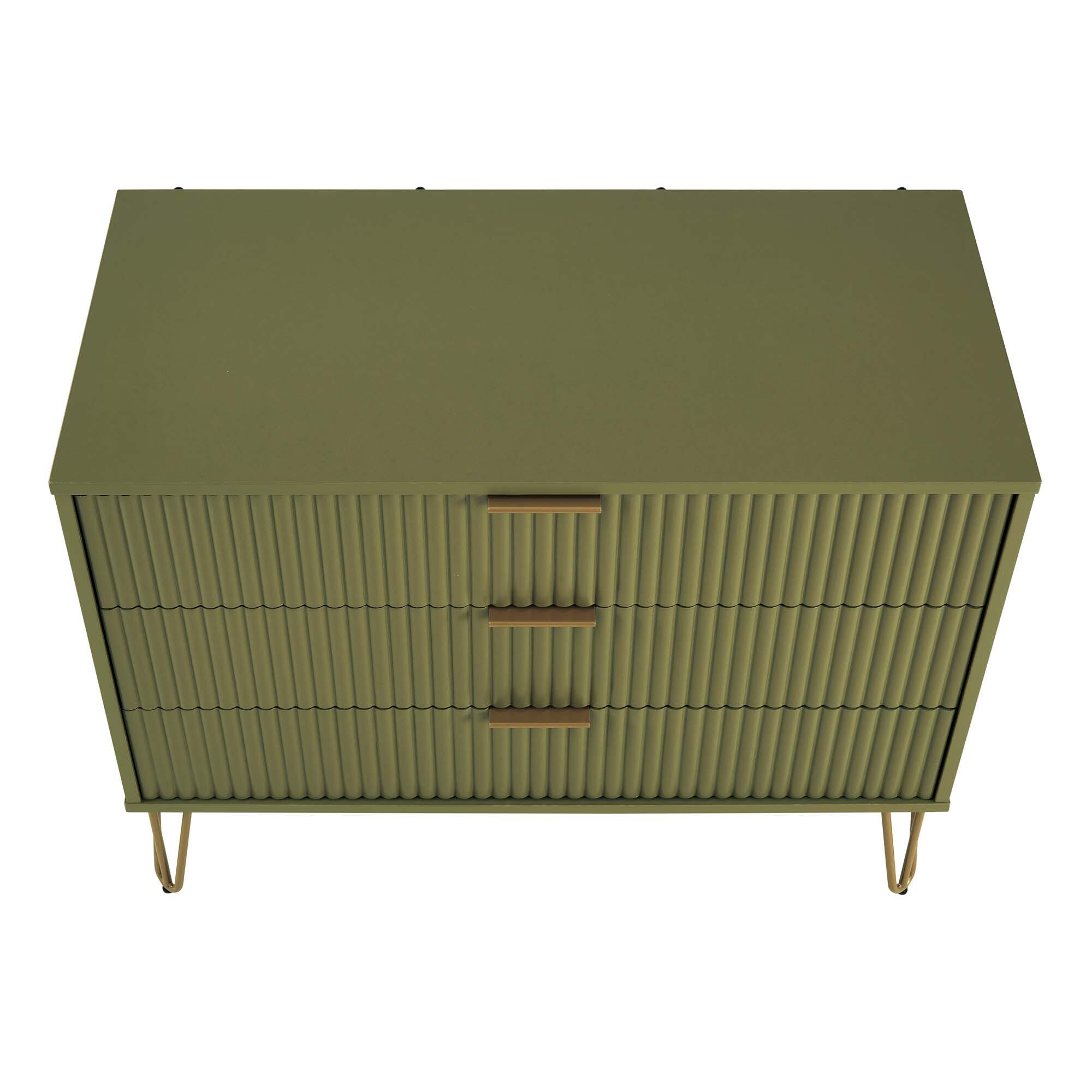 Manhattan Comfort DUMBO 35" 3 Drawer Dresser, Olive Green, large