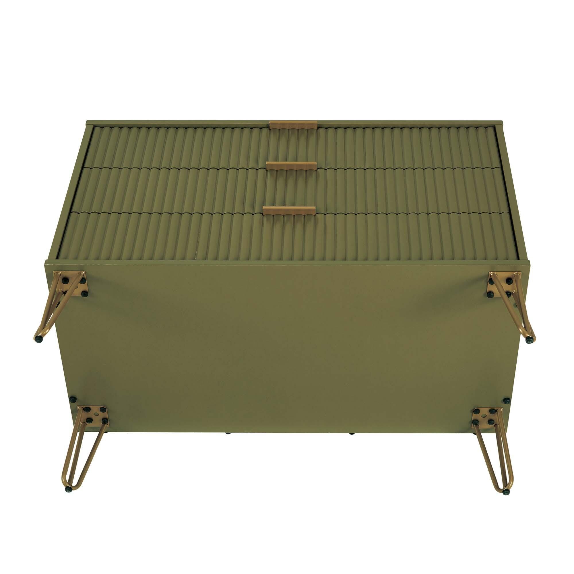 Manhattan Comfort DUMBO 35" 3 Drawer Dresser, Olive Green, large