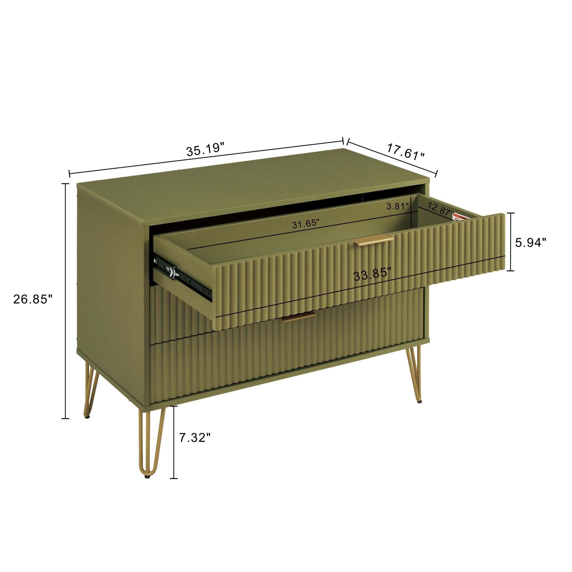 Manhattan Comfort DUMBO 35" 3 Drawer Dresser, Olive Green, large