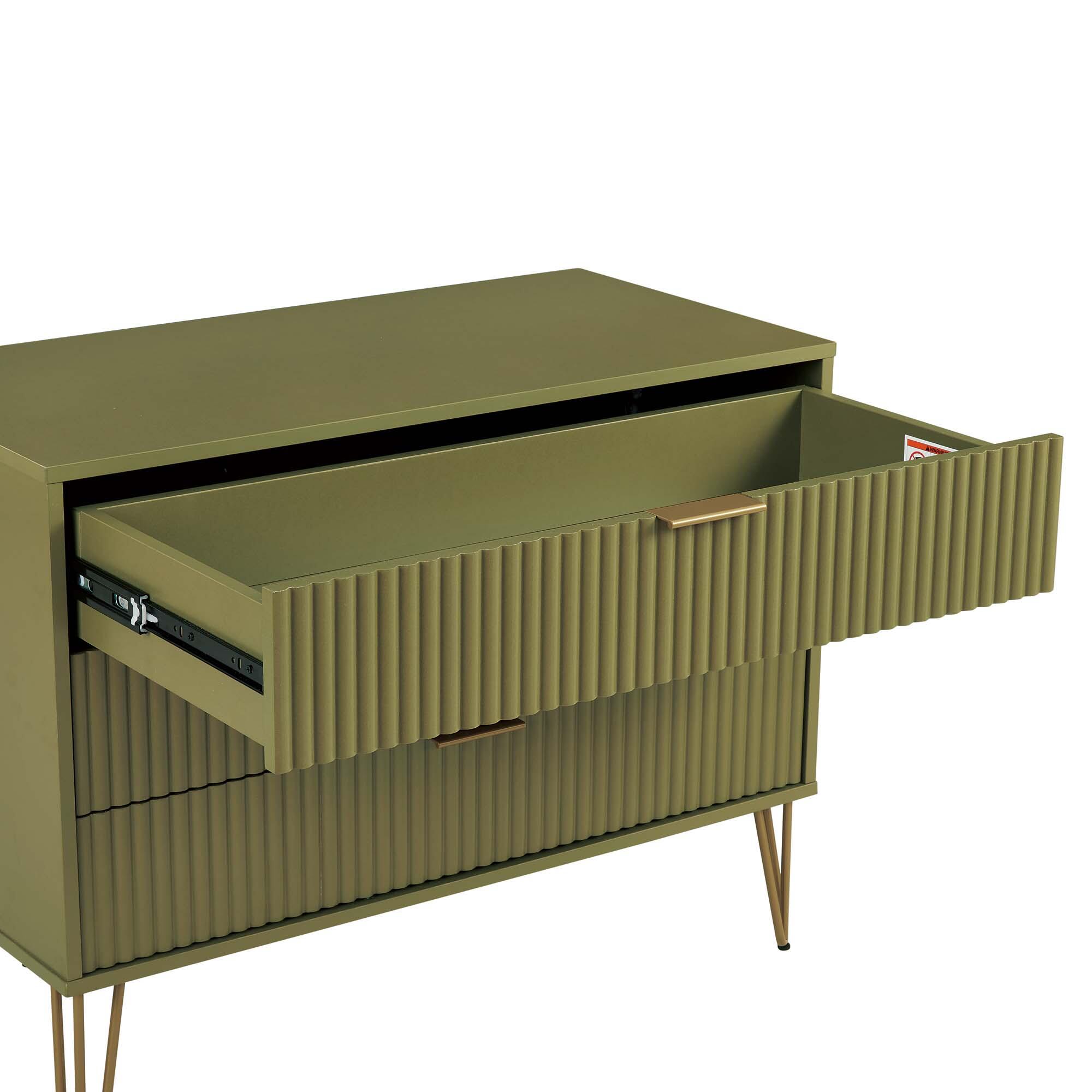 Manhattan Comfort DUMBO 35" 3 Drawer Dresser, Olive Green, large