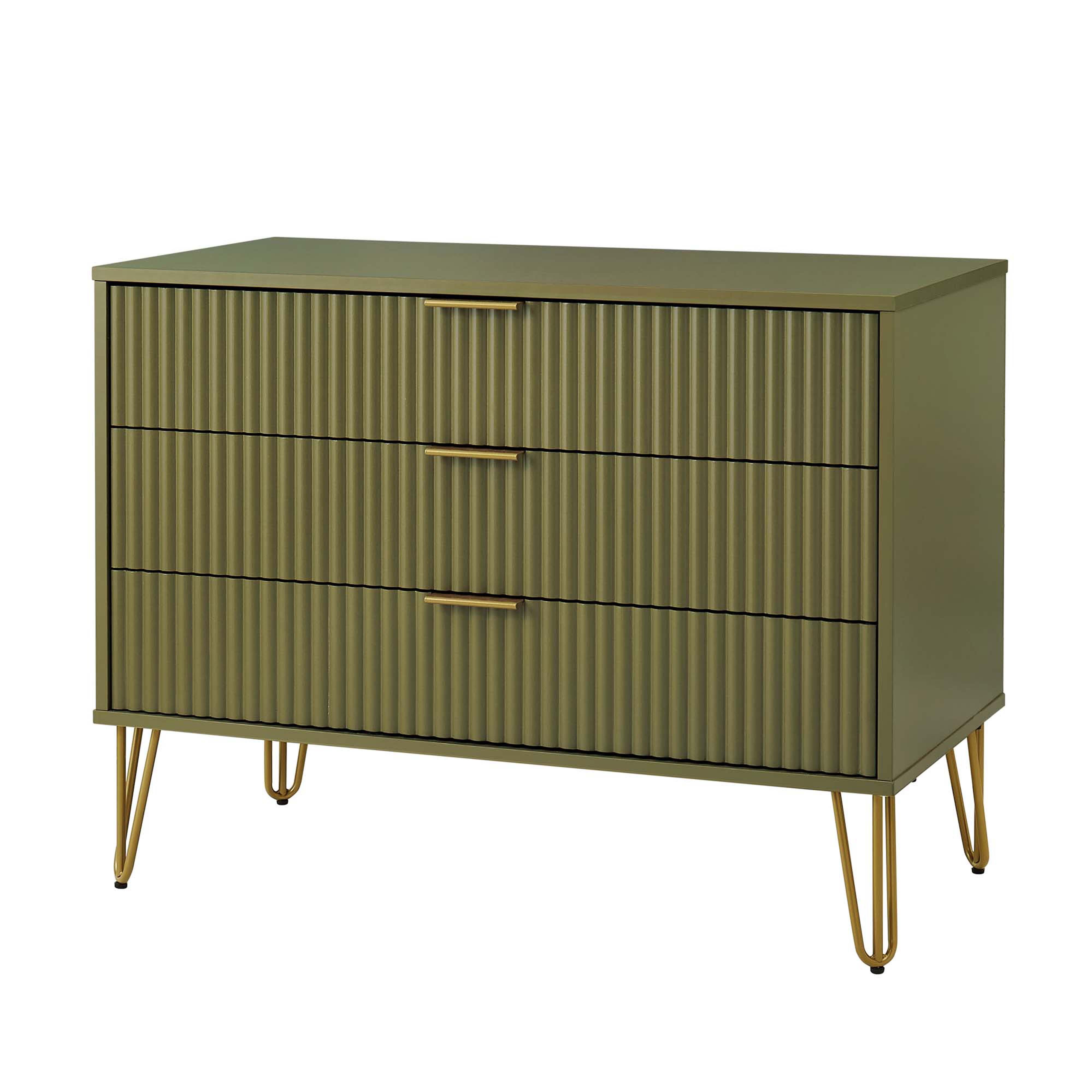 Manhattan Comfort DUMBO 35" 3 Drawer Dresser, Olive Green, large