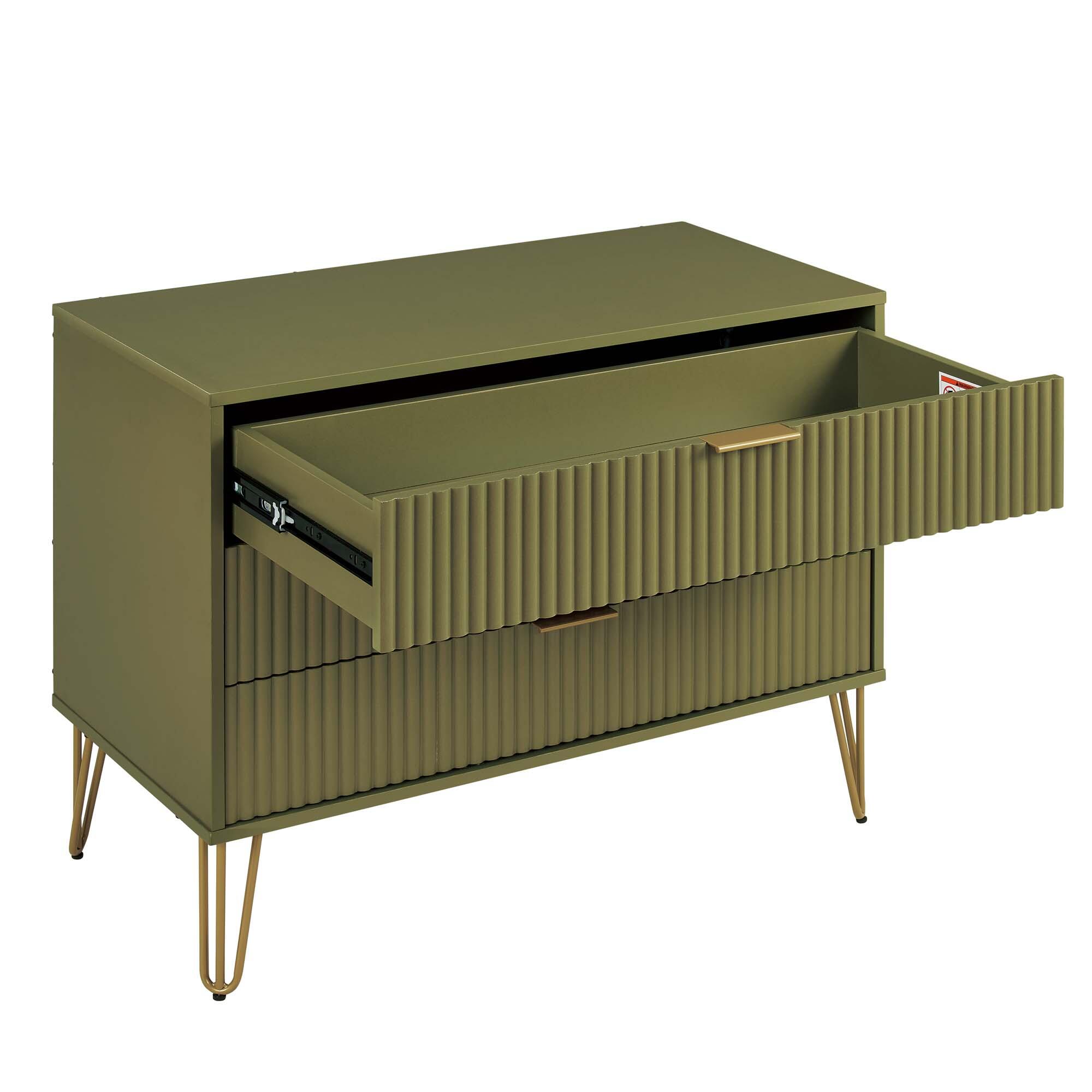 Manhattan Comfort DUMBO 35" 3 Drawer Dresser, Olive Green, large