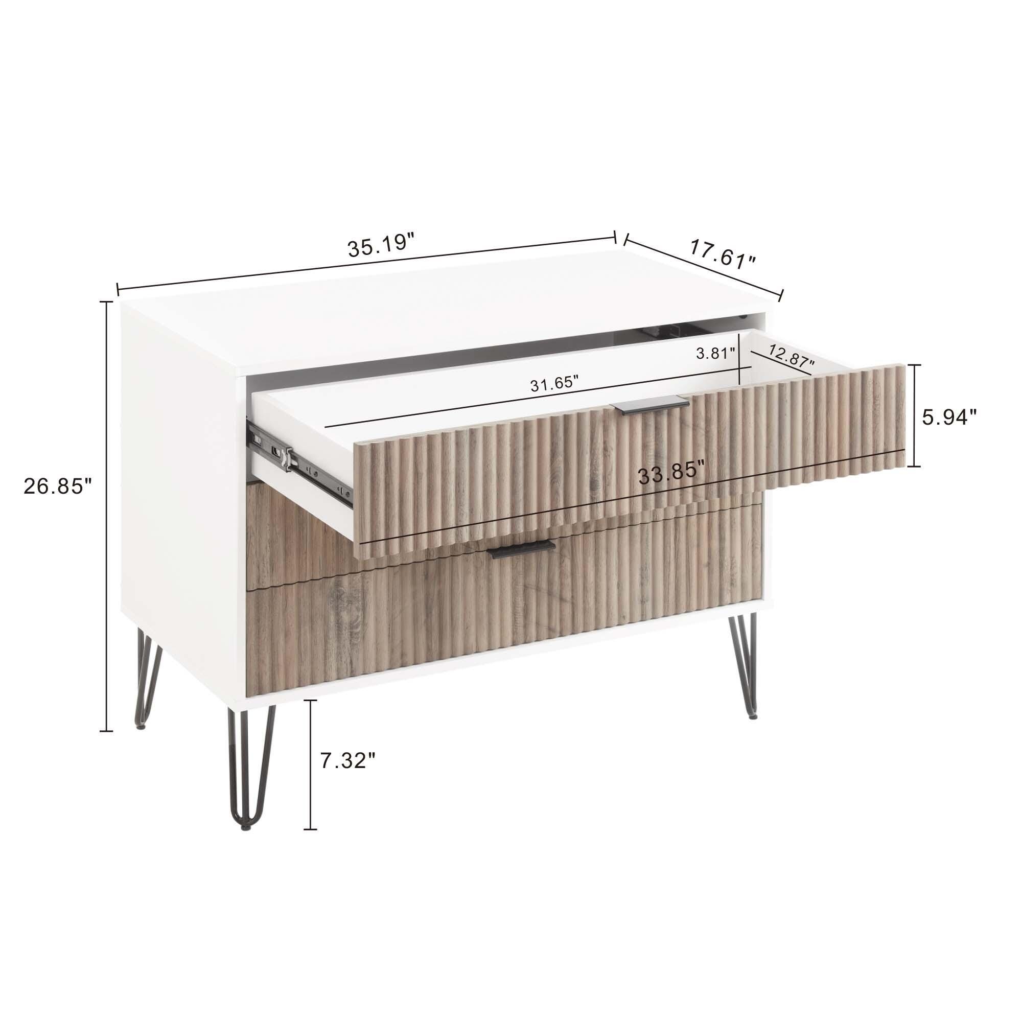 Manhattan Comfort DUMBO 35" 3 Drawer Dresser, White/Gray, large