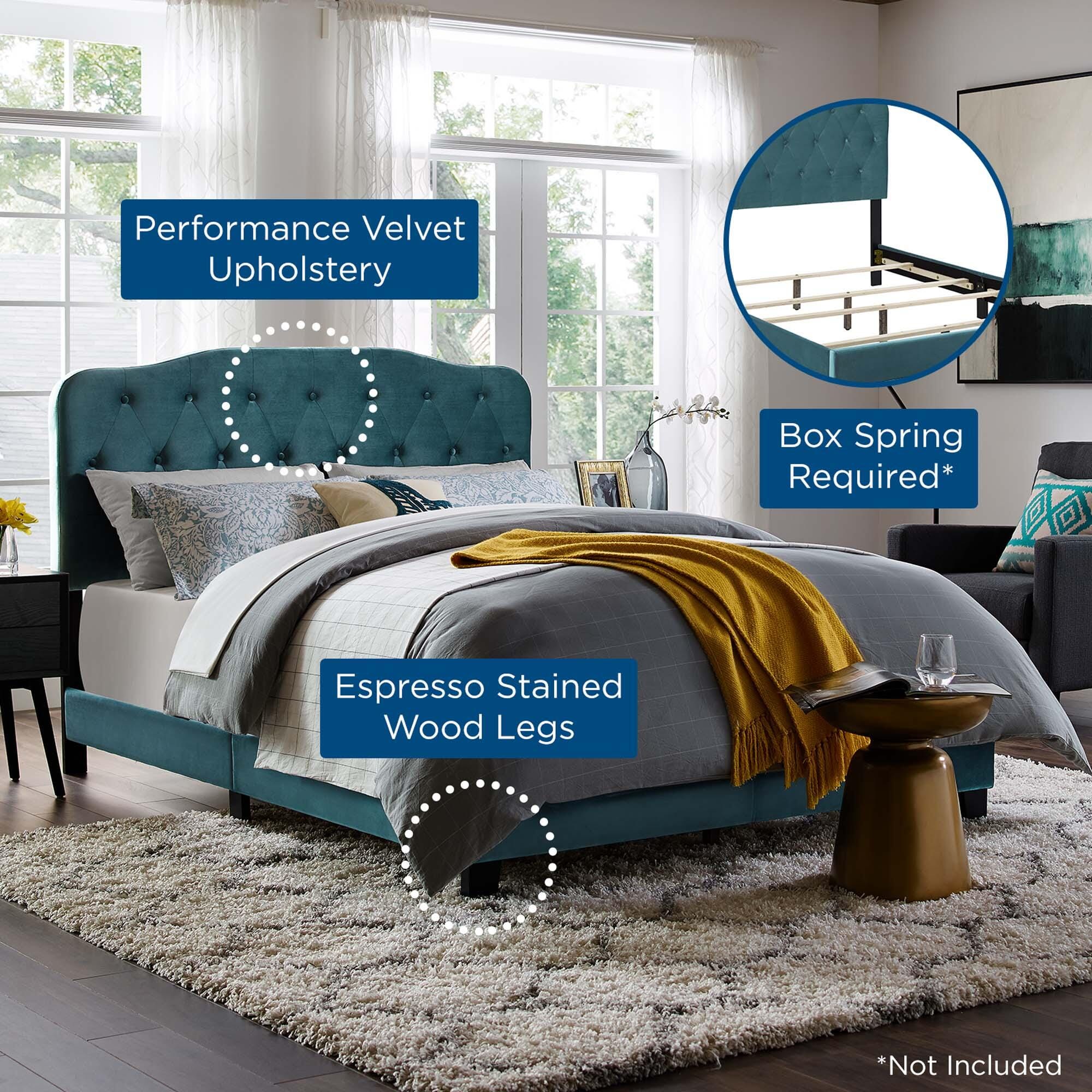 Modway Amelia Full Upholstered Bed, Sea Blue, large