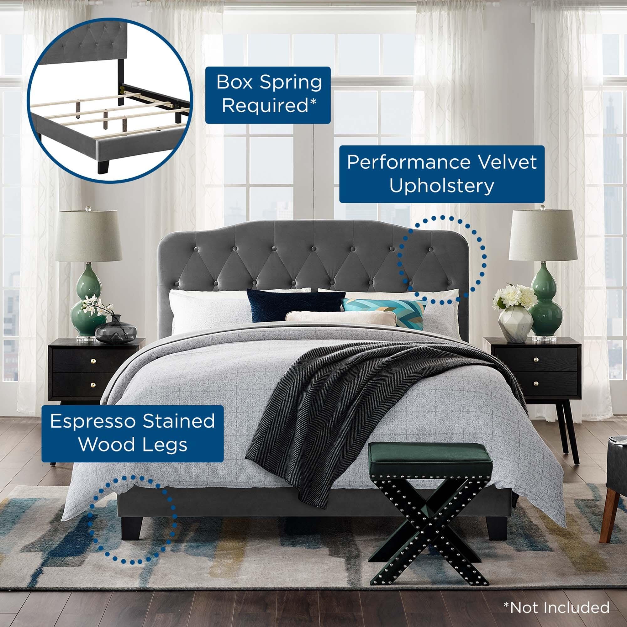 Modway Amelia Full Upholstered Bed, Gray, large