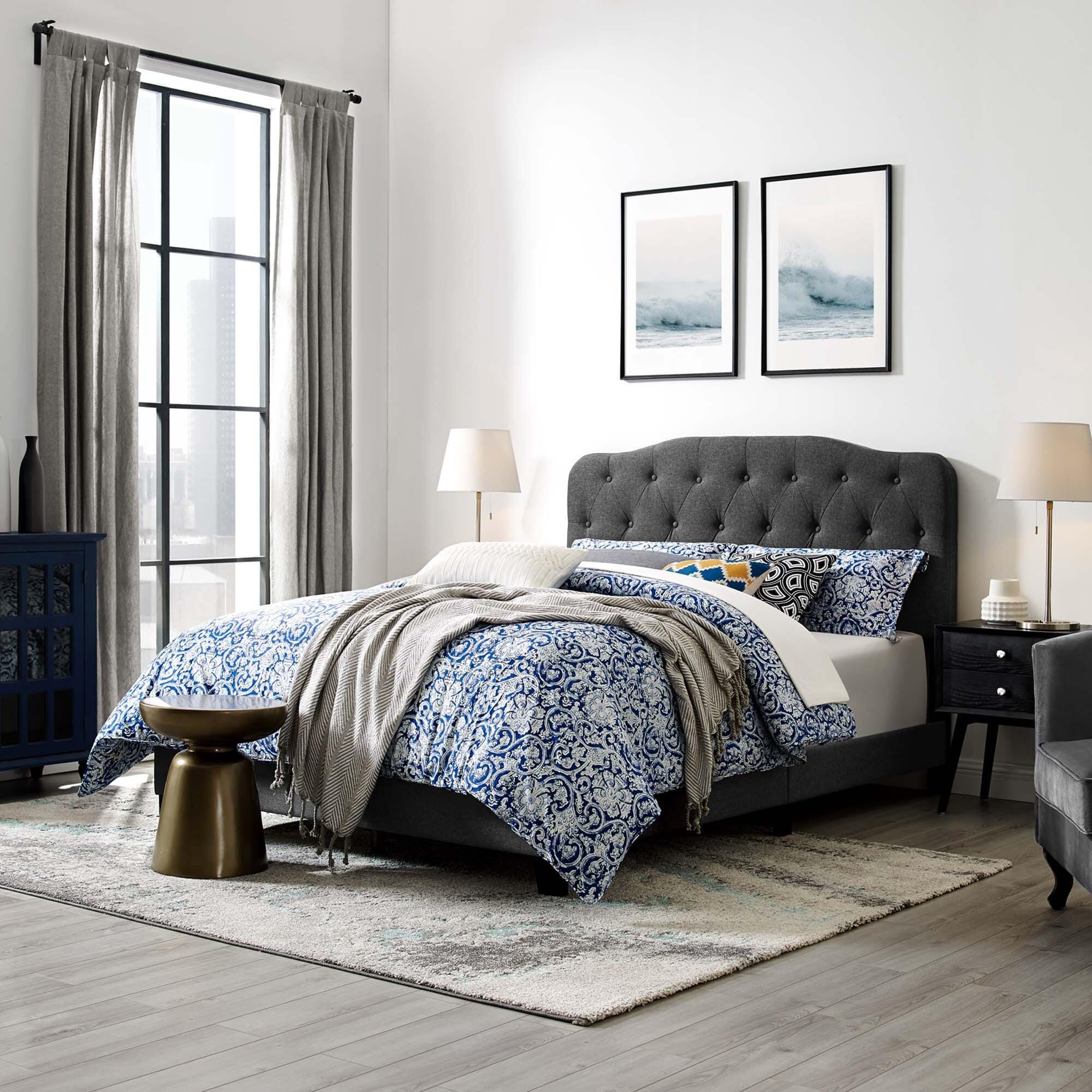 Modway Amelia Full Upholstered Bed, Dark Gray, large