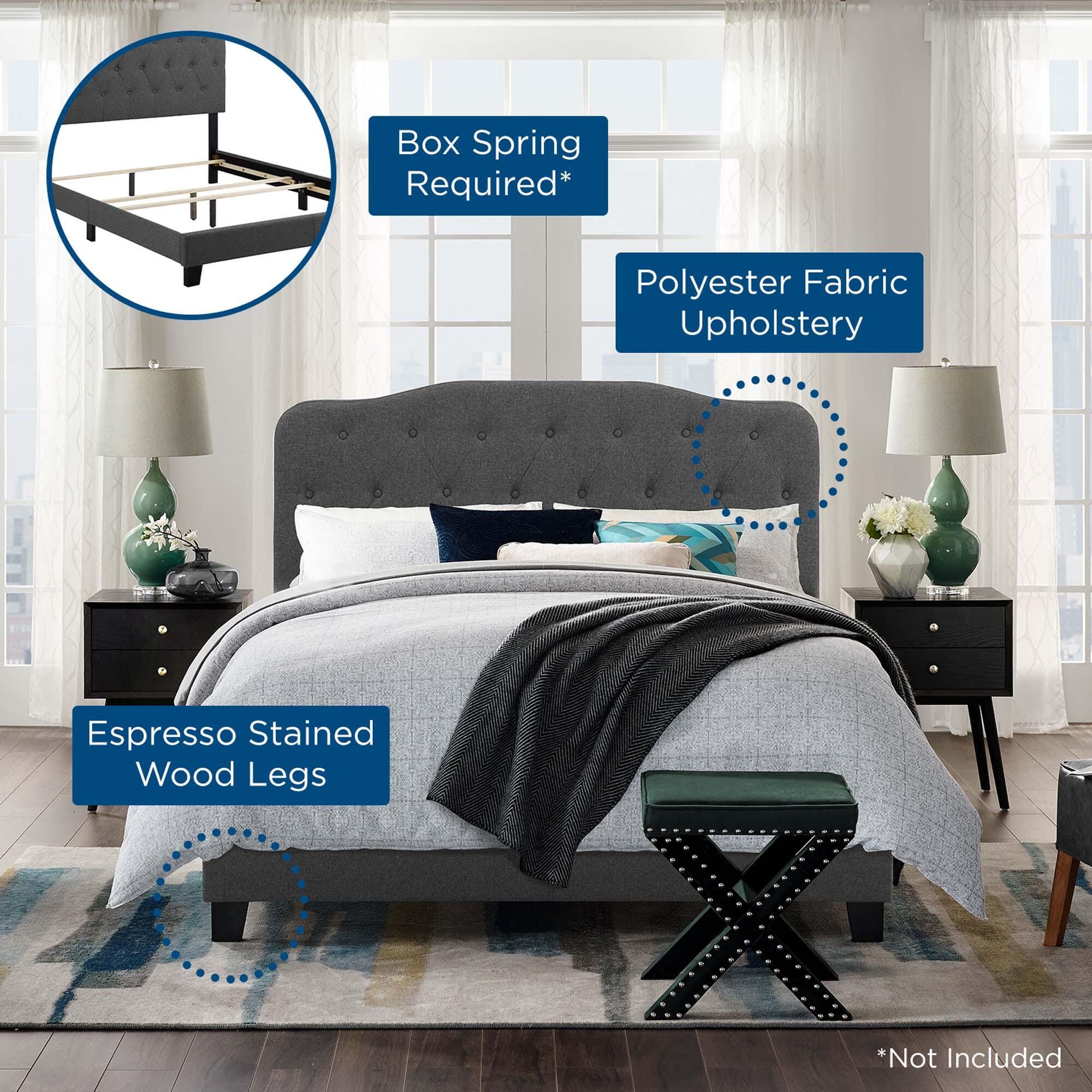 Modway Amelia Full Upholstered Bed, Dark Gray, large