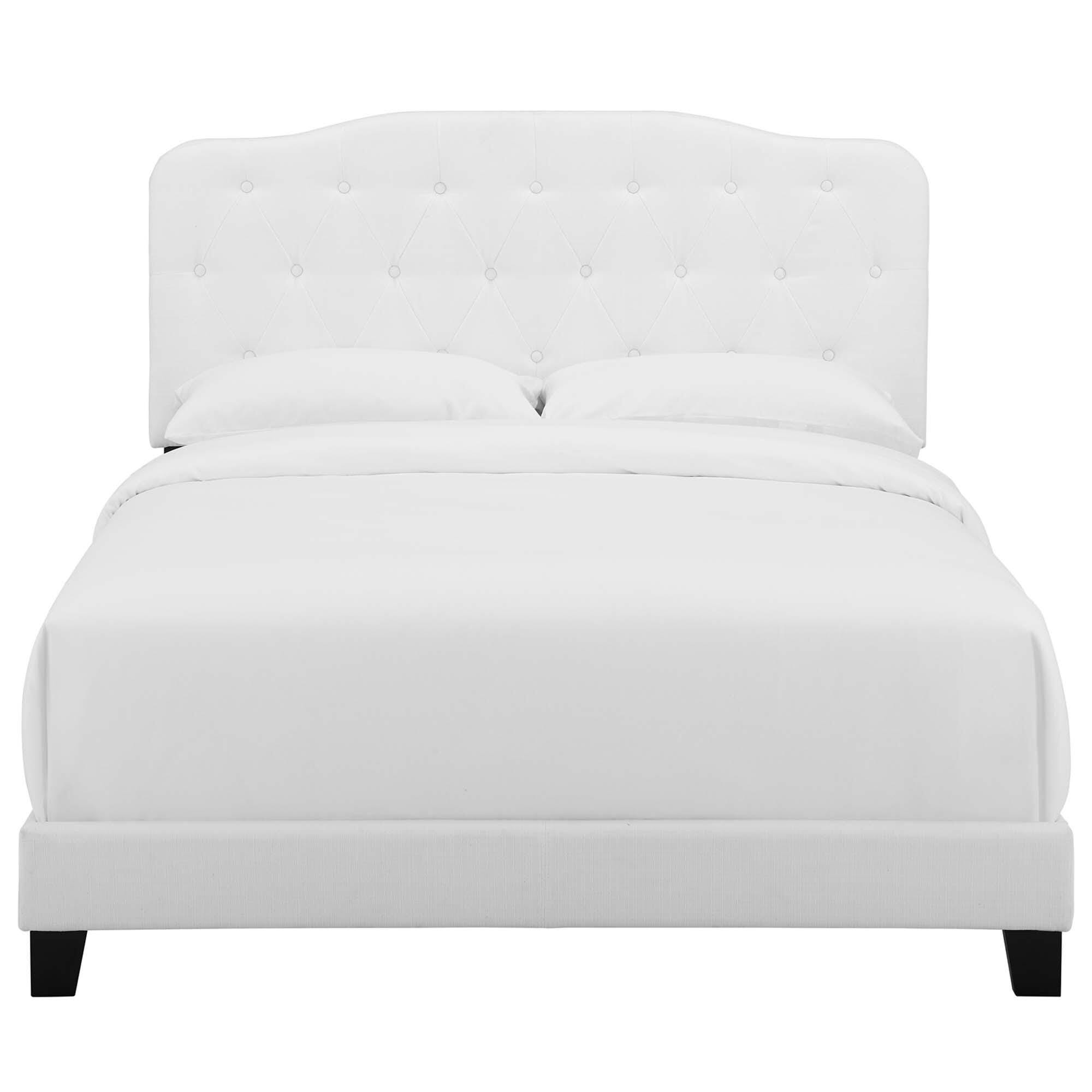 Modway Amelia Twin Upholstered Bed, White, large