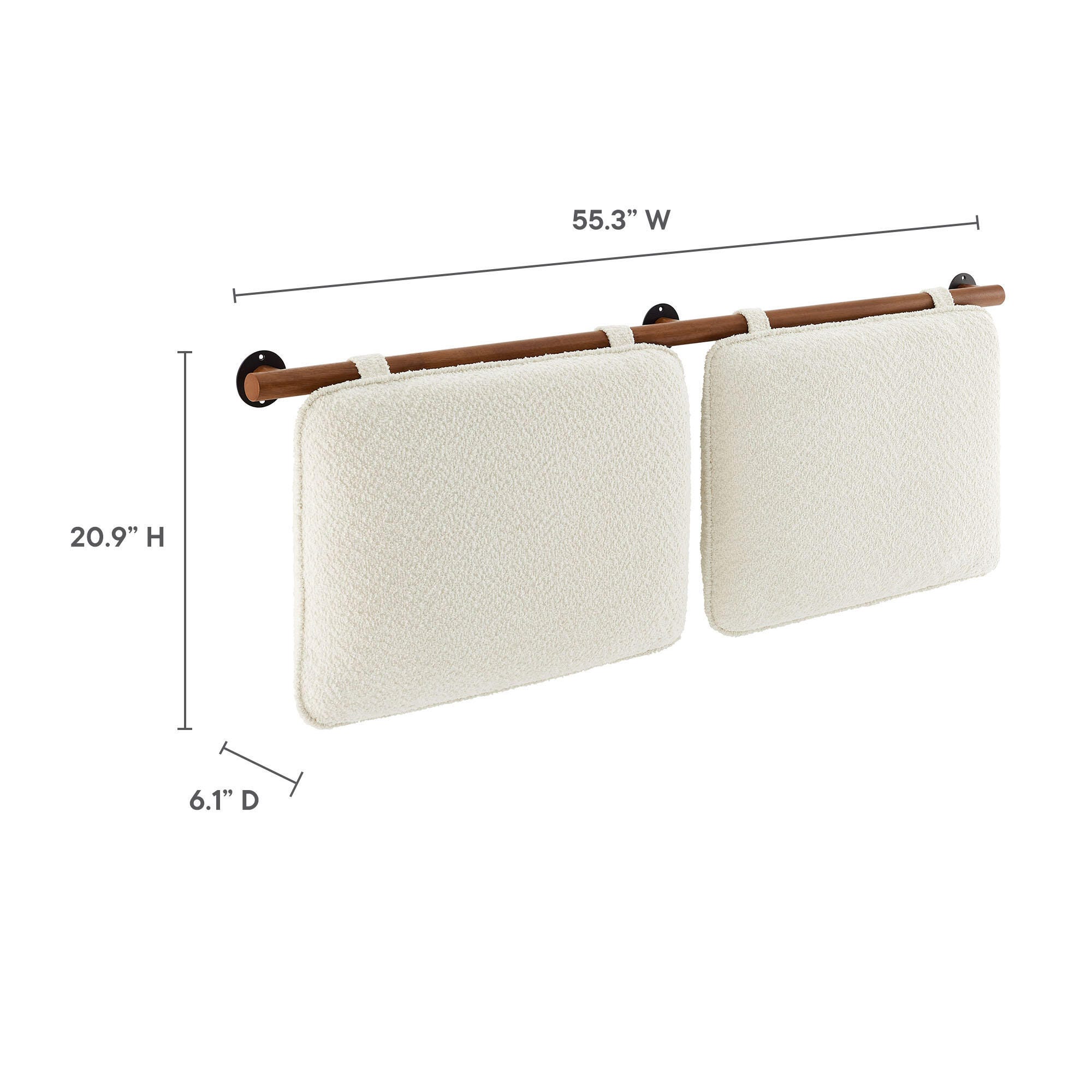 Modway Anela Full Upholstered Headboard, Cream/Walnut, large