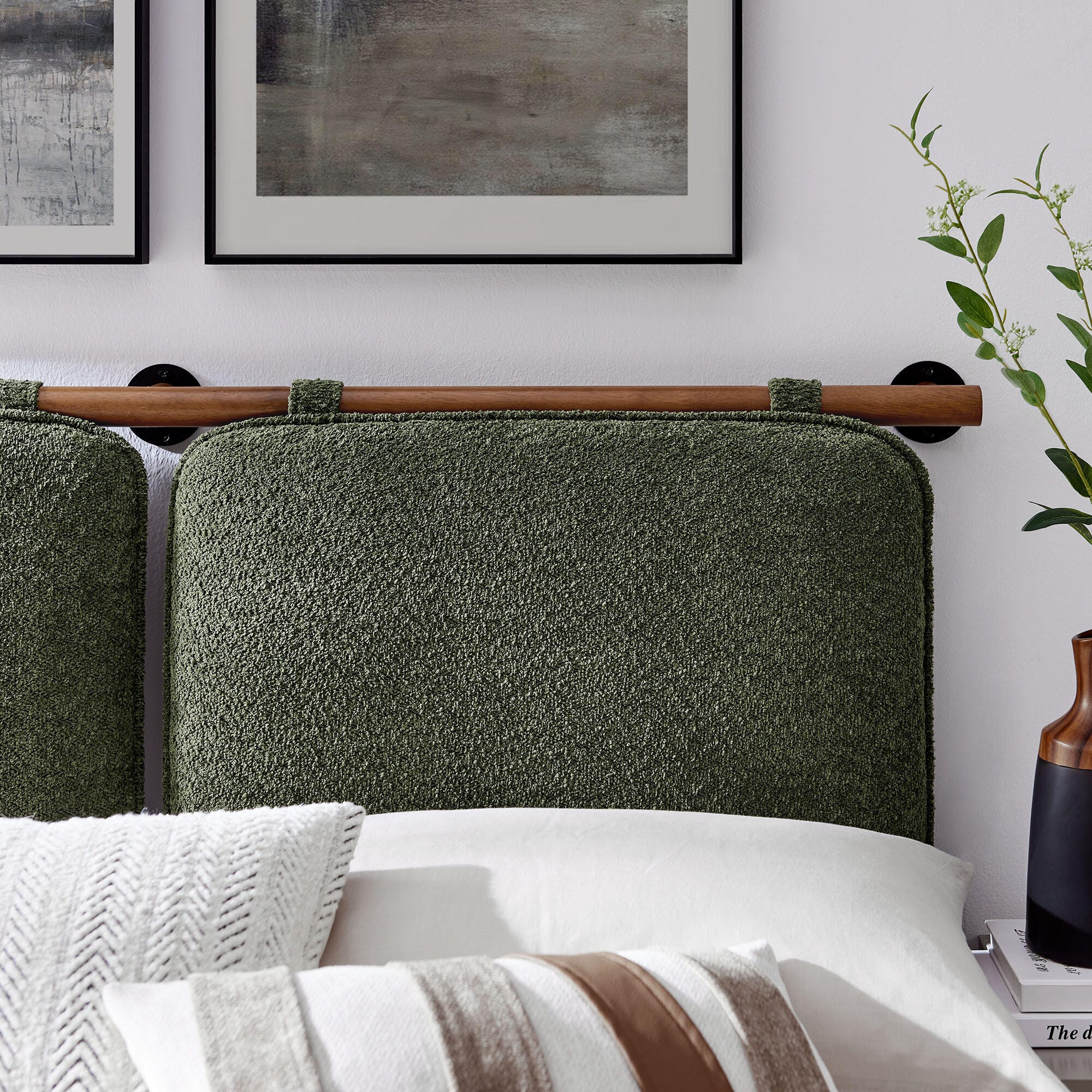 Modway Anela Full Upholstered Headboard, Sage/Walnut, large