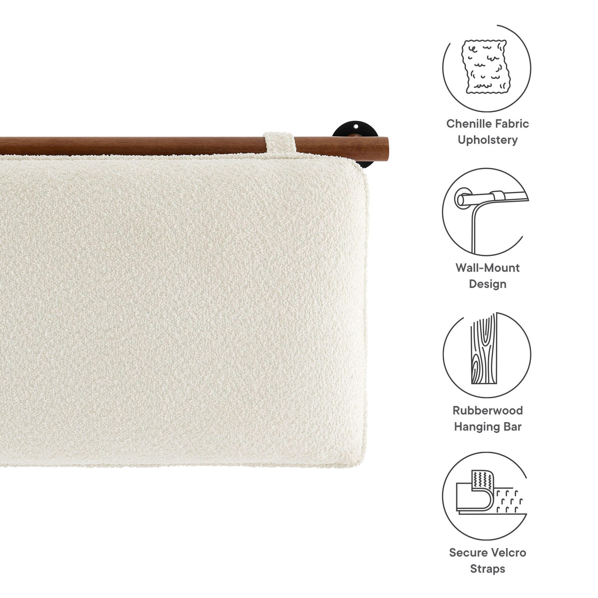 Modway Anela King Upholstered Headboard, Cream/Walnut, large