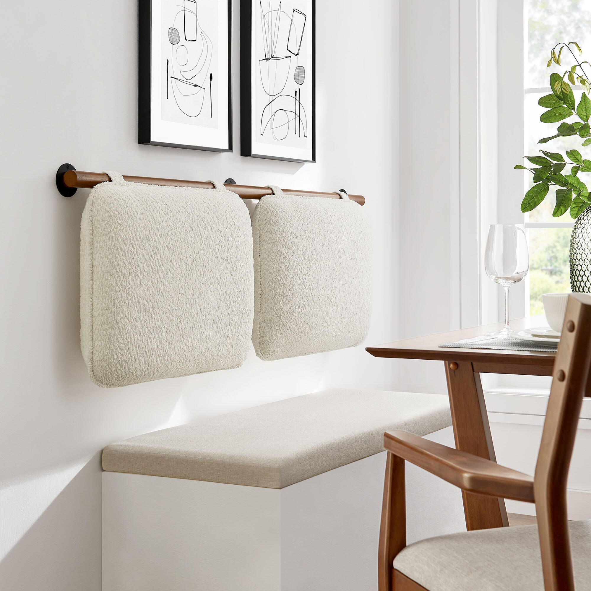 Modway Anela Queen Upholstered Headboard, Cream/Walnut, rollover