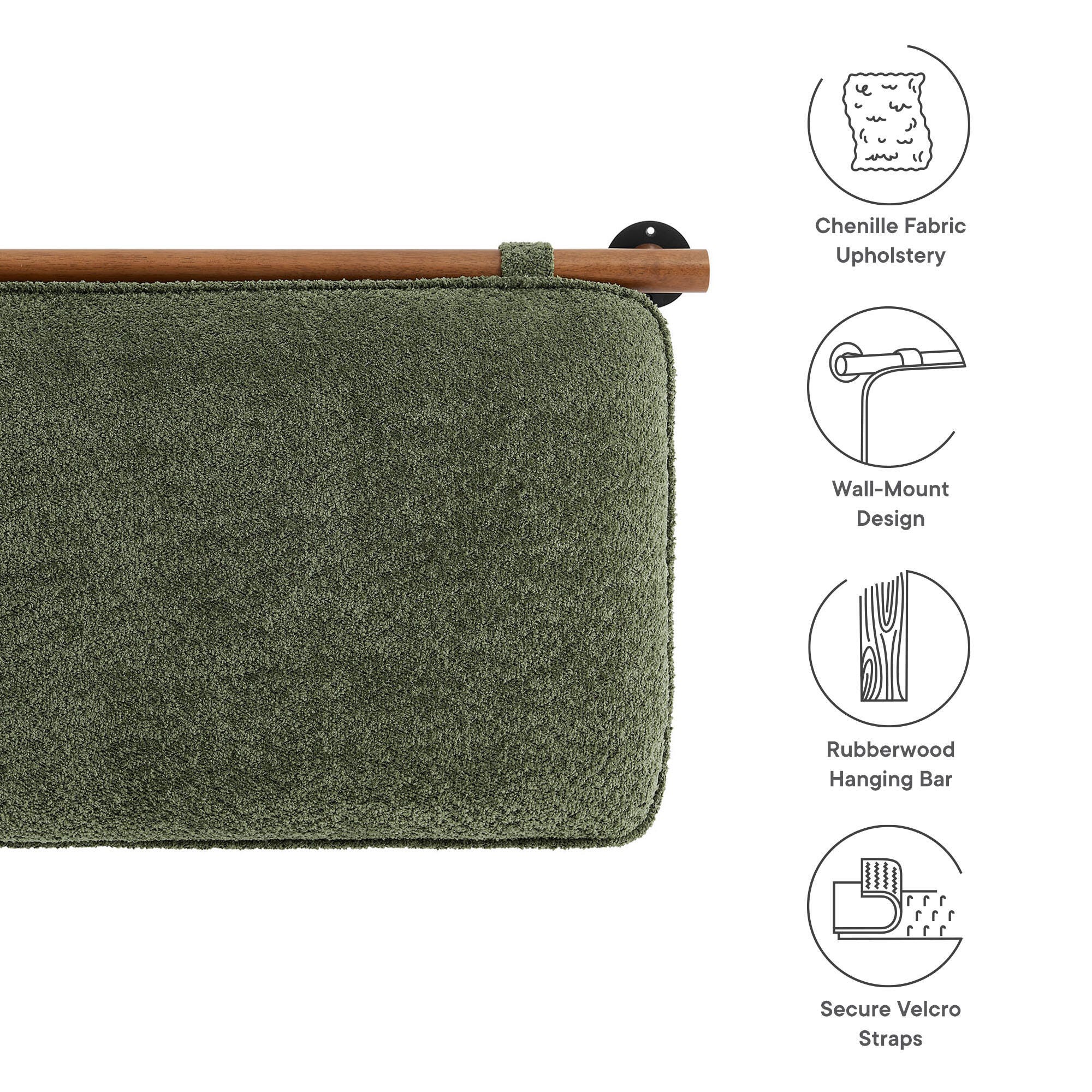 Modway Anela Queen Upholstered Headboard, Sage/Walnut, large