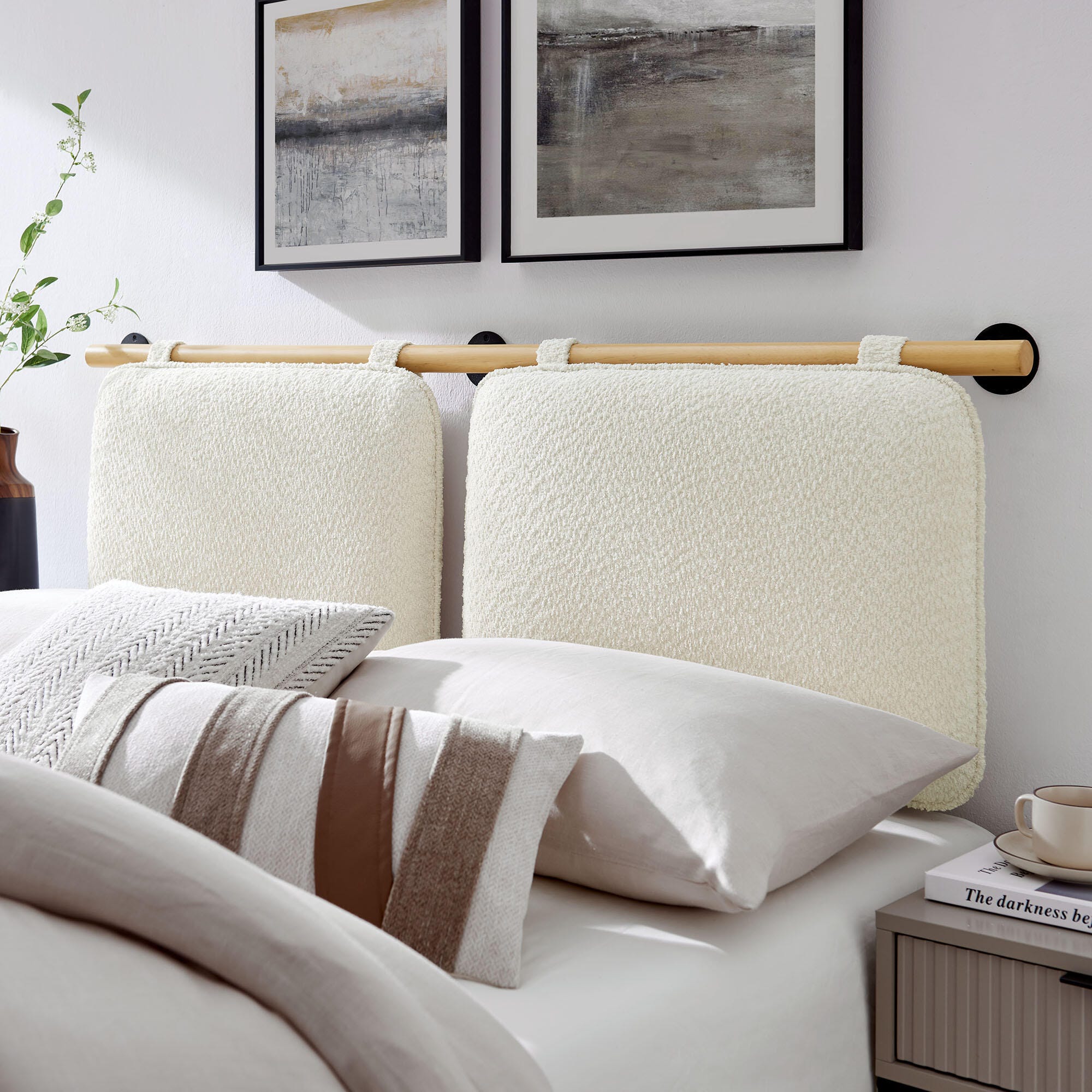 Modway Anela Queen Upholstered Headboard, Cream/Natural, large