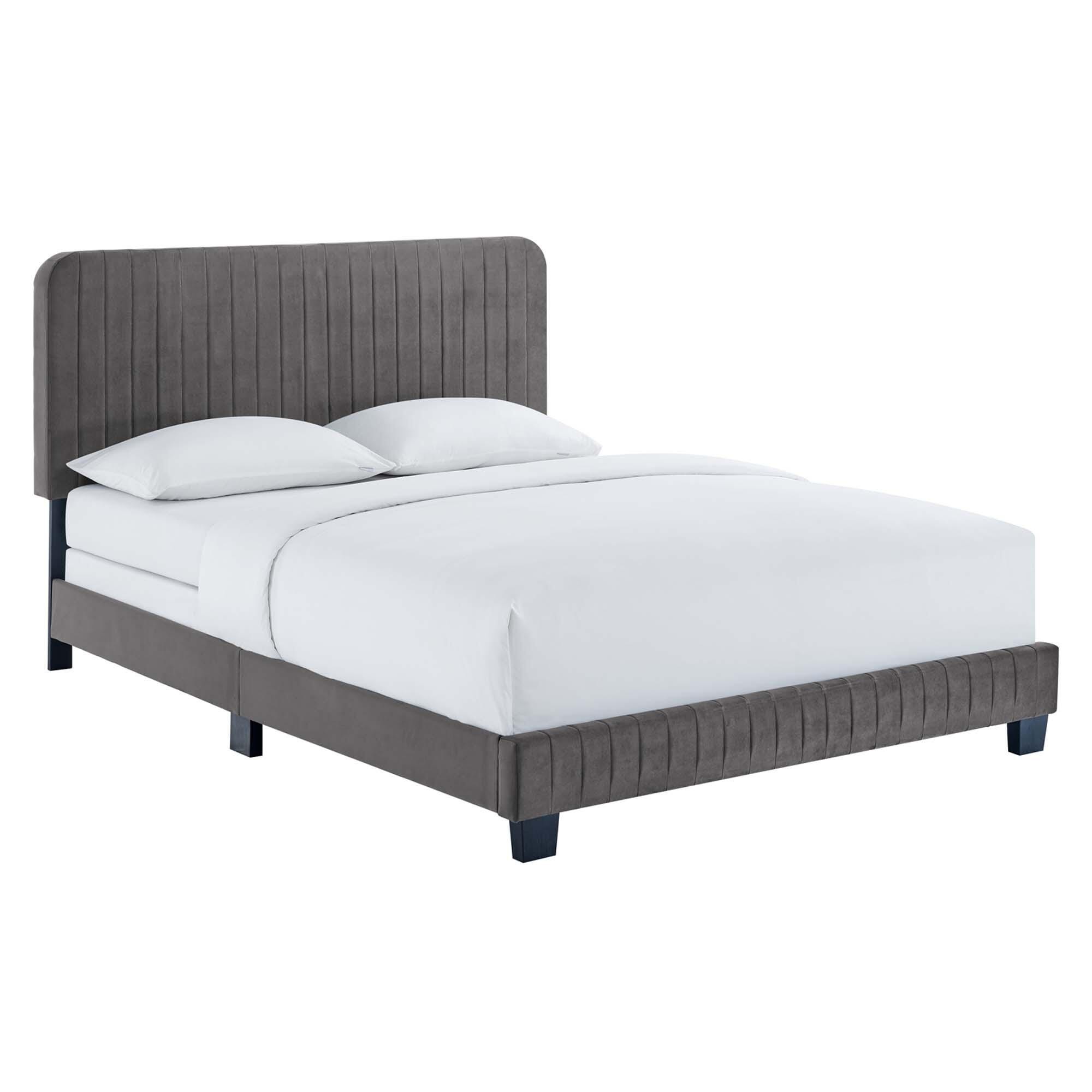 Modway Celine Full Channel Tufted Bed, Gray, large