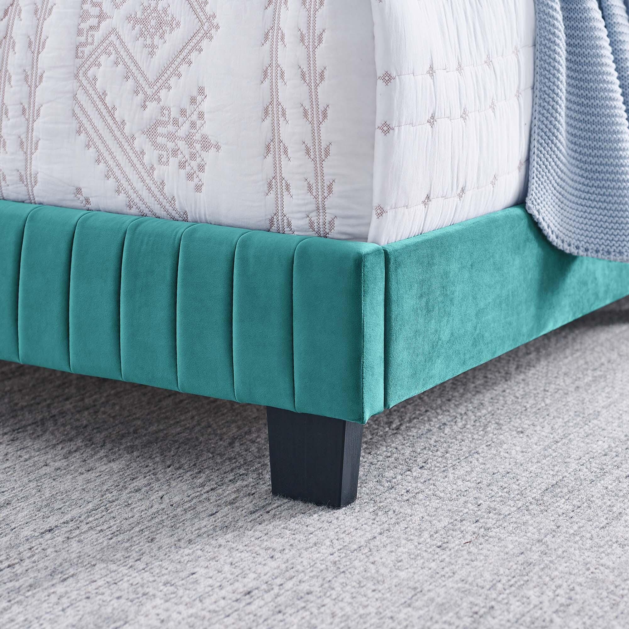 Modway Celine Full Channel Tufted Bed, Teal, large
