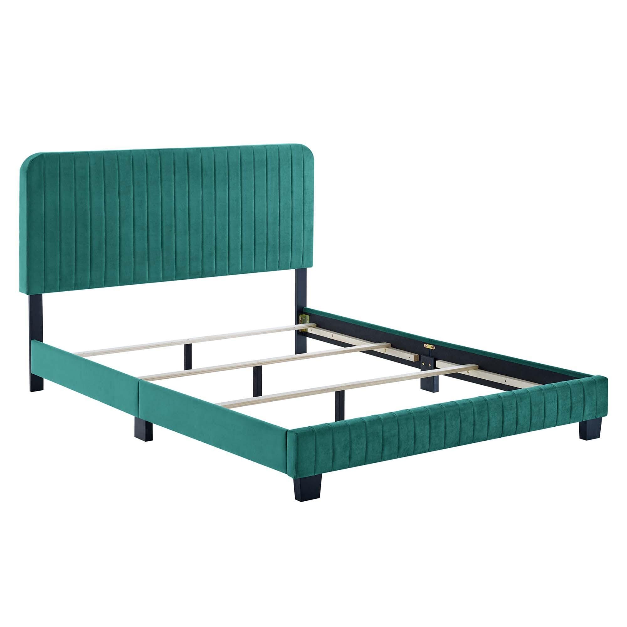 Modway Celine Full Channel Tufted Bed, Teal, large