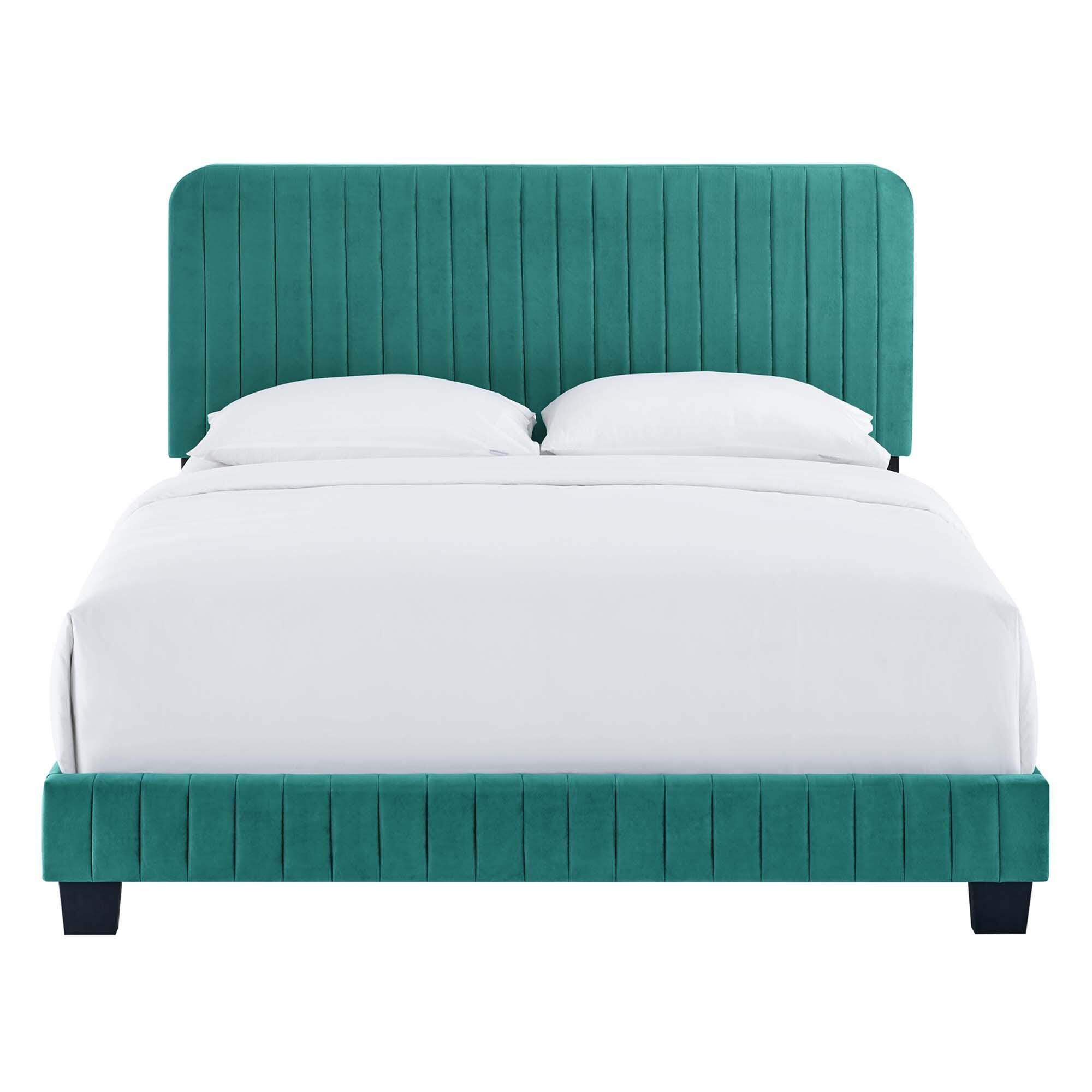 Modway Celine Full Channel Tufted Bed, Teal, large