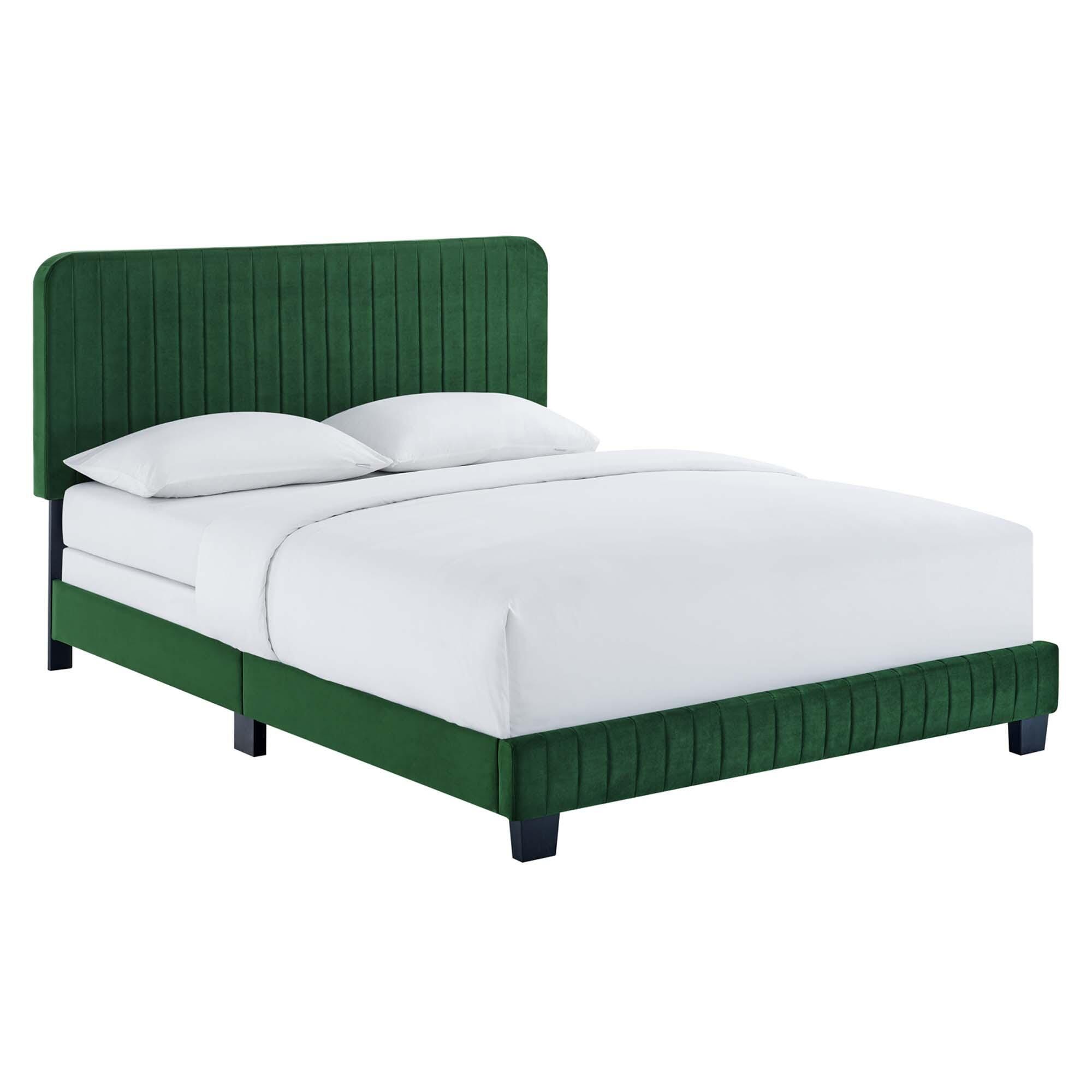 Modway Celine Full Channel Tufted Bed, Emerald, large