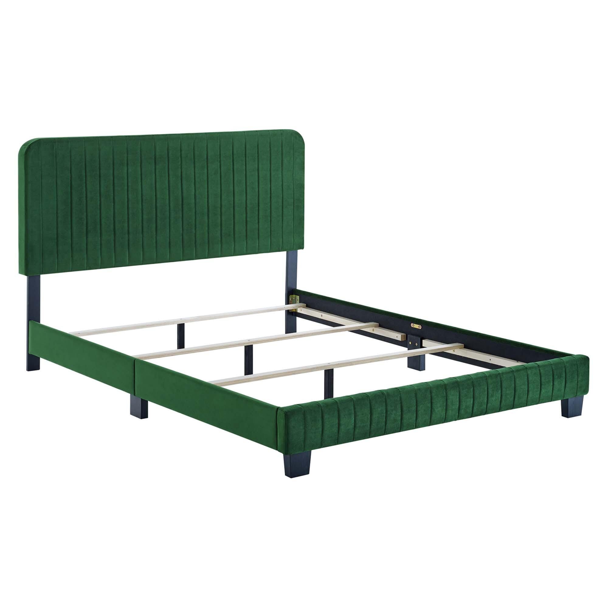 Modway Celine Full Channel Tufted Bed, Emerald, large