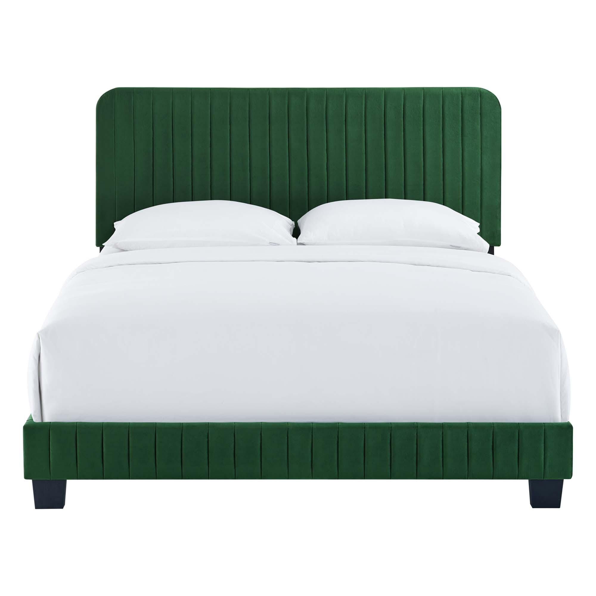 Modway Celine Full Channel Tufted Bed, Emerald, large