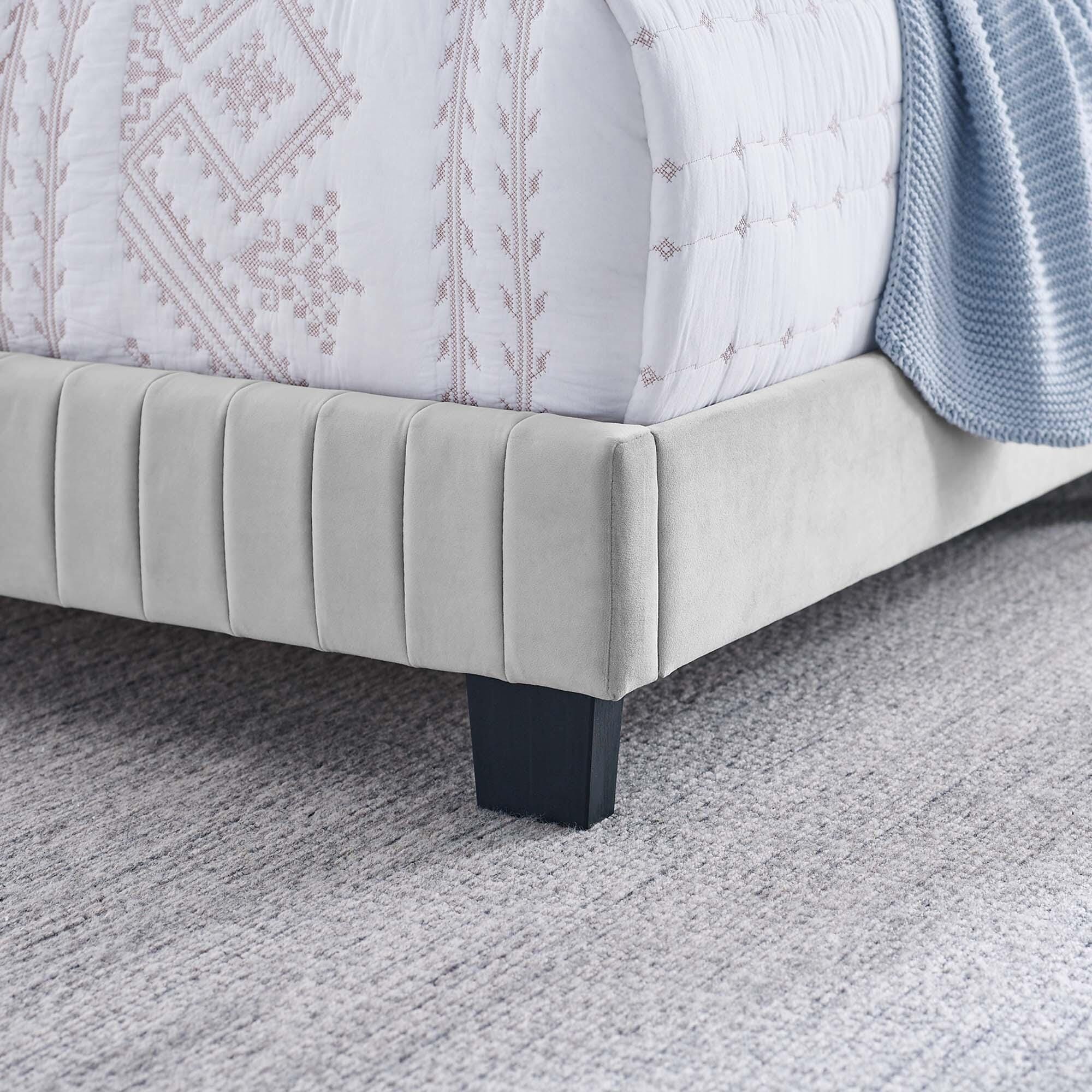 Modway Celine Full Channel Tufted Bed, Light Gray, large