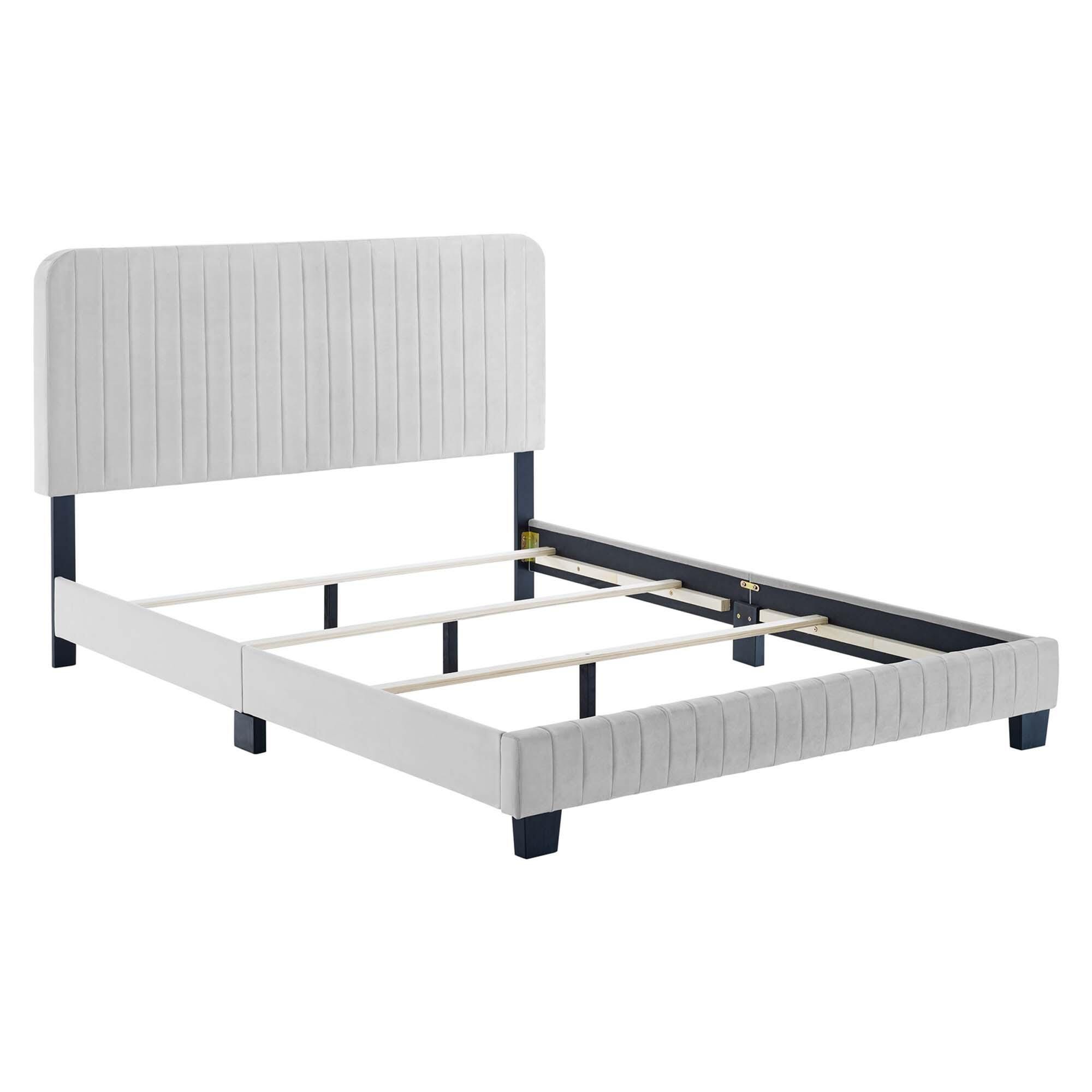 Modway Celine Full Channel Tufted Bed, Light Gray, large
