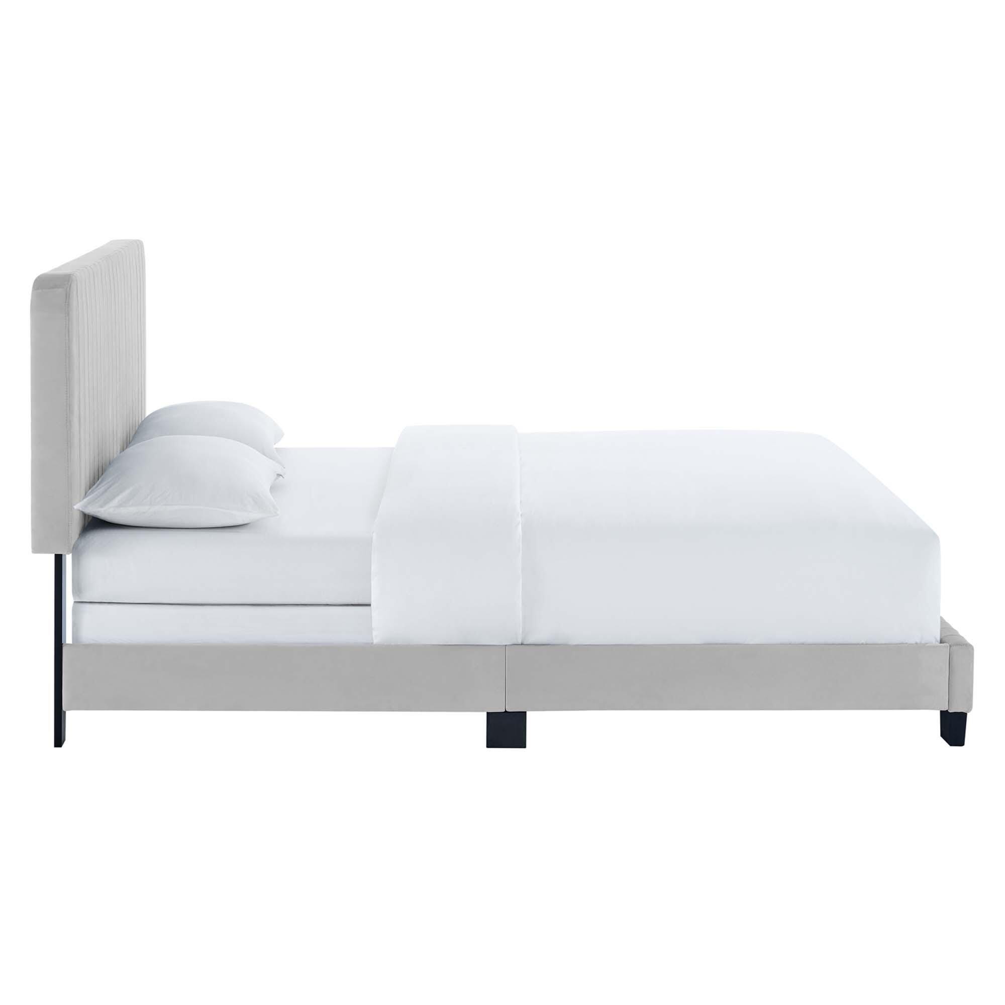 Modway Celine Full Channel Tufted Bed, Light Gray, large