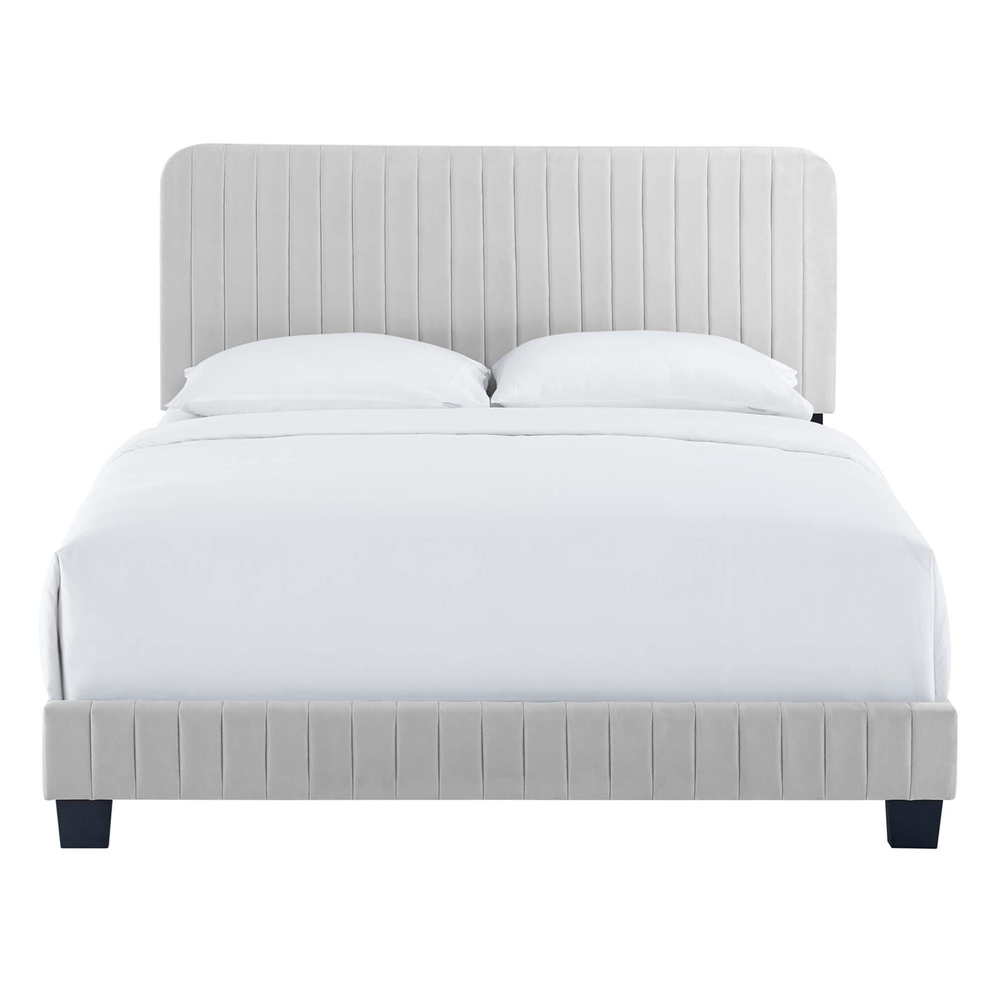 Modway Celine Full Channel Tufted Bed, Light Gray, large