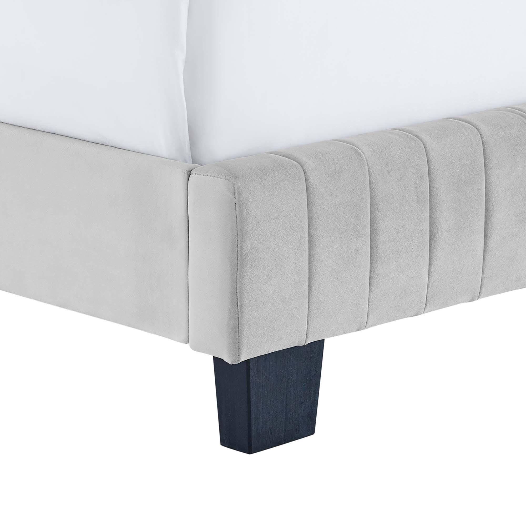 Modway Celine Full Channel Tufted Bed, Light Gray, large