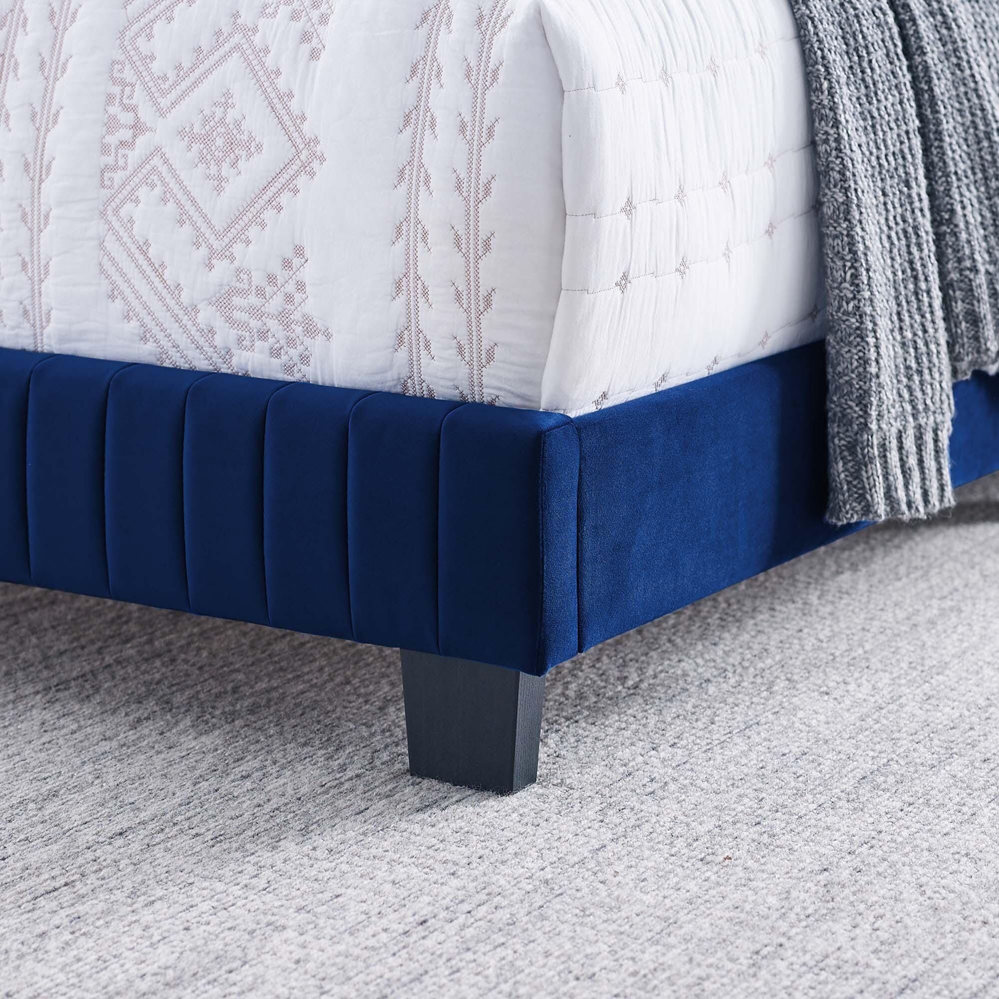 Modway Celine Full Channel Tufted Bed, Navy, large