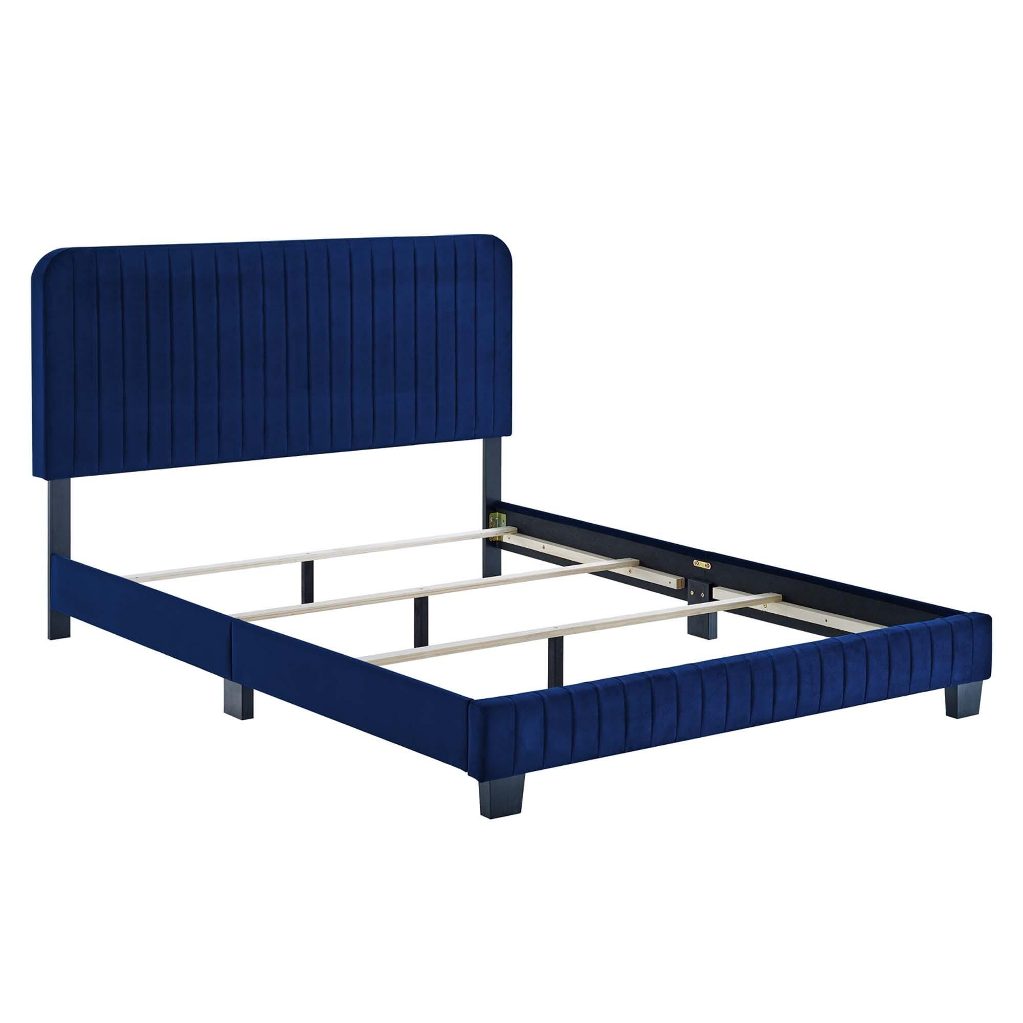 Modway Celine Full Channel Tufted Bed, Navy, large