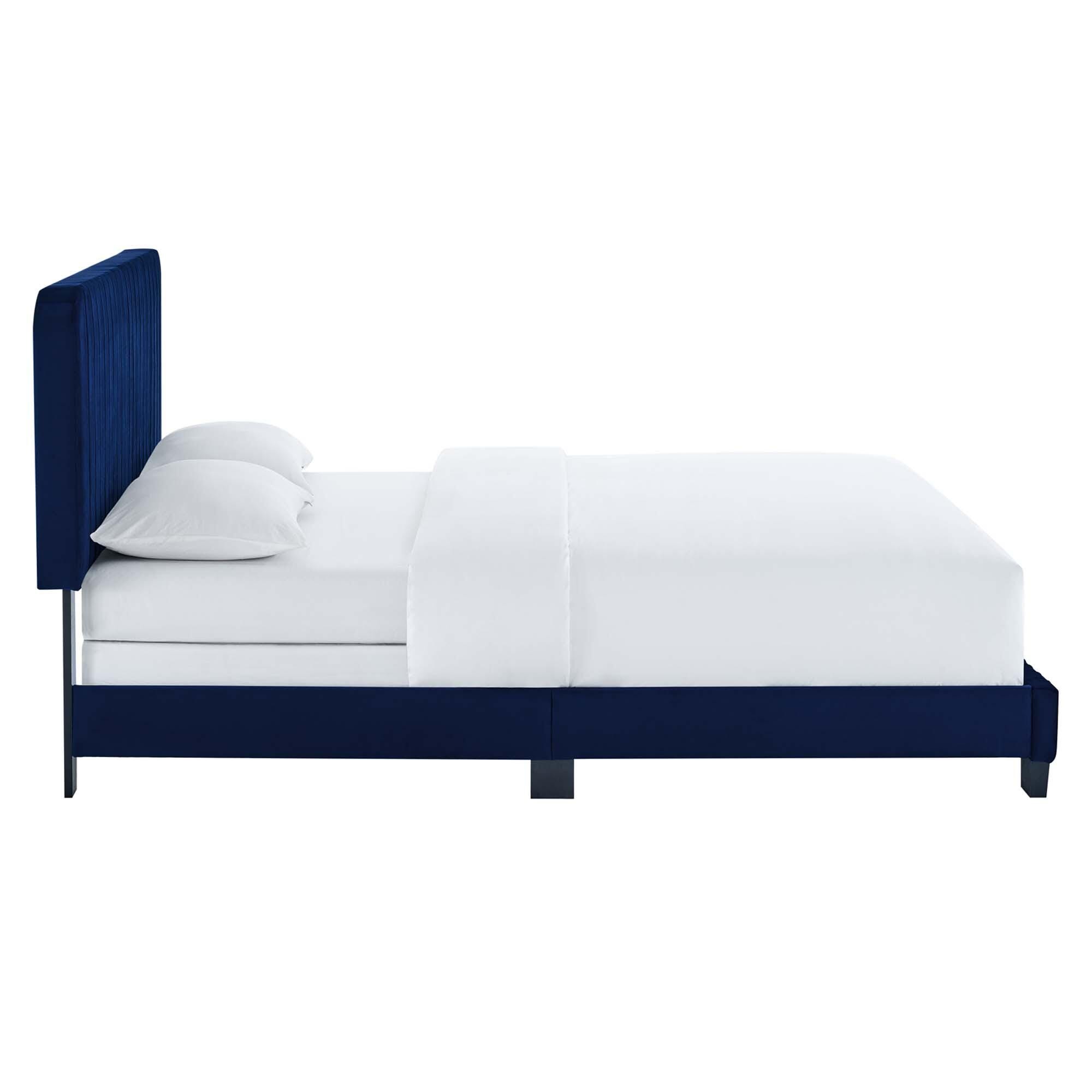 Modway Celine Full Channel Tufted Bed, Navy, large
