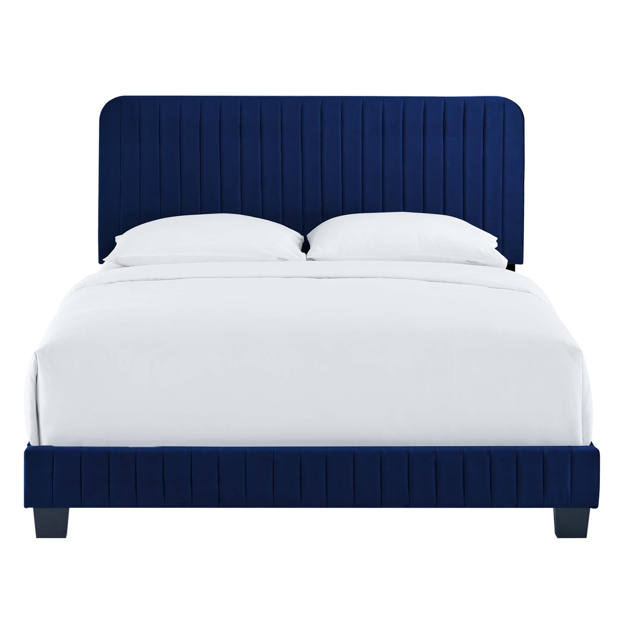 Modway Celine Full Channel Tufted Bed, Navy, large