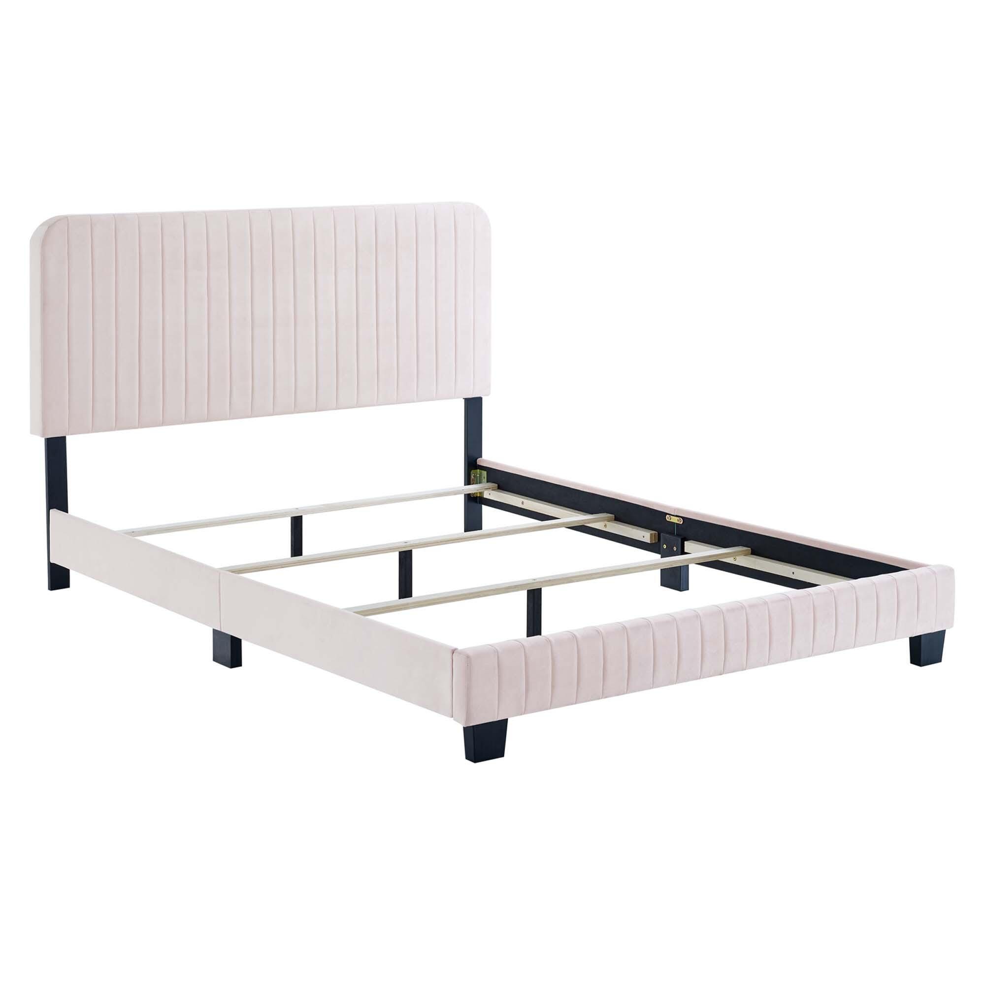 Modway Celine Full Channel Tufted Bed, Pink, large
