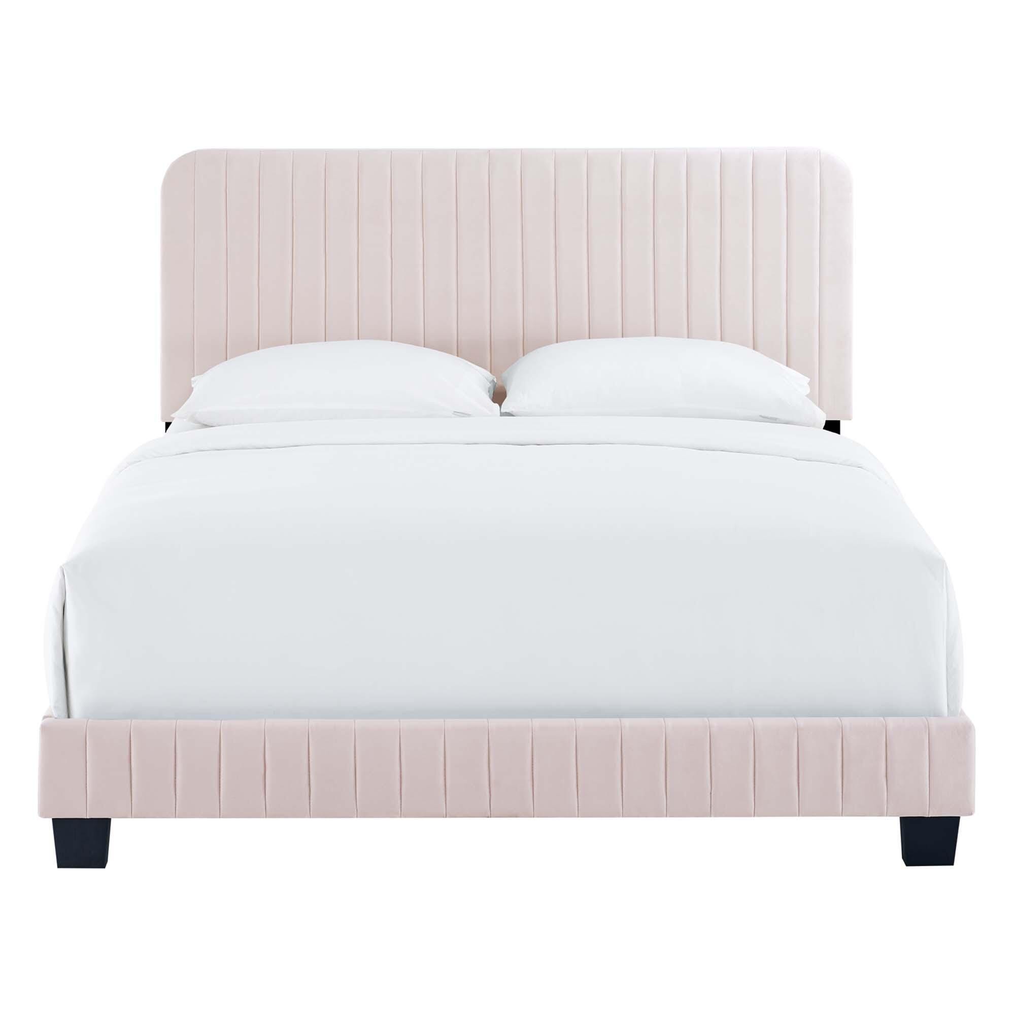Modway Celine Full Channel Tufted Bed, Pink, large
