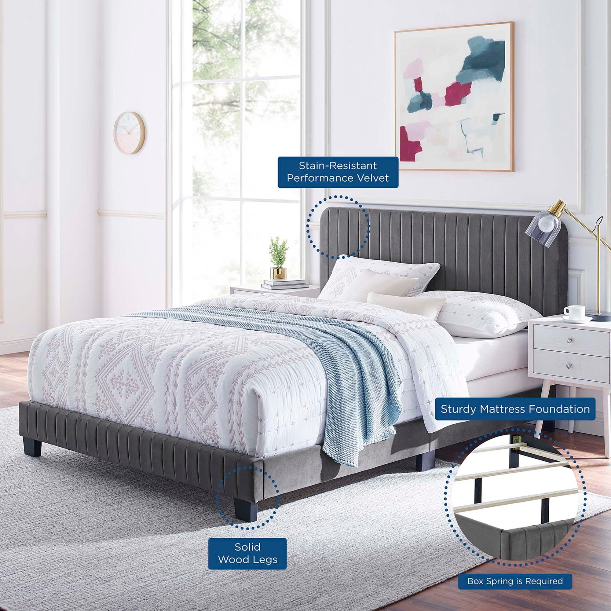 Modway Celine King Channel Tufted Bed, Gray, large