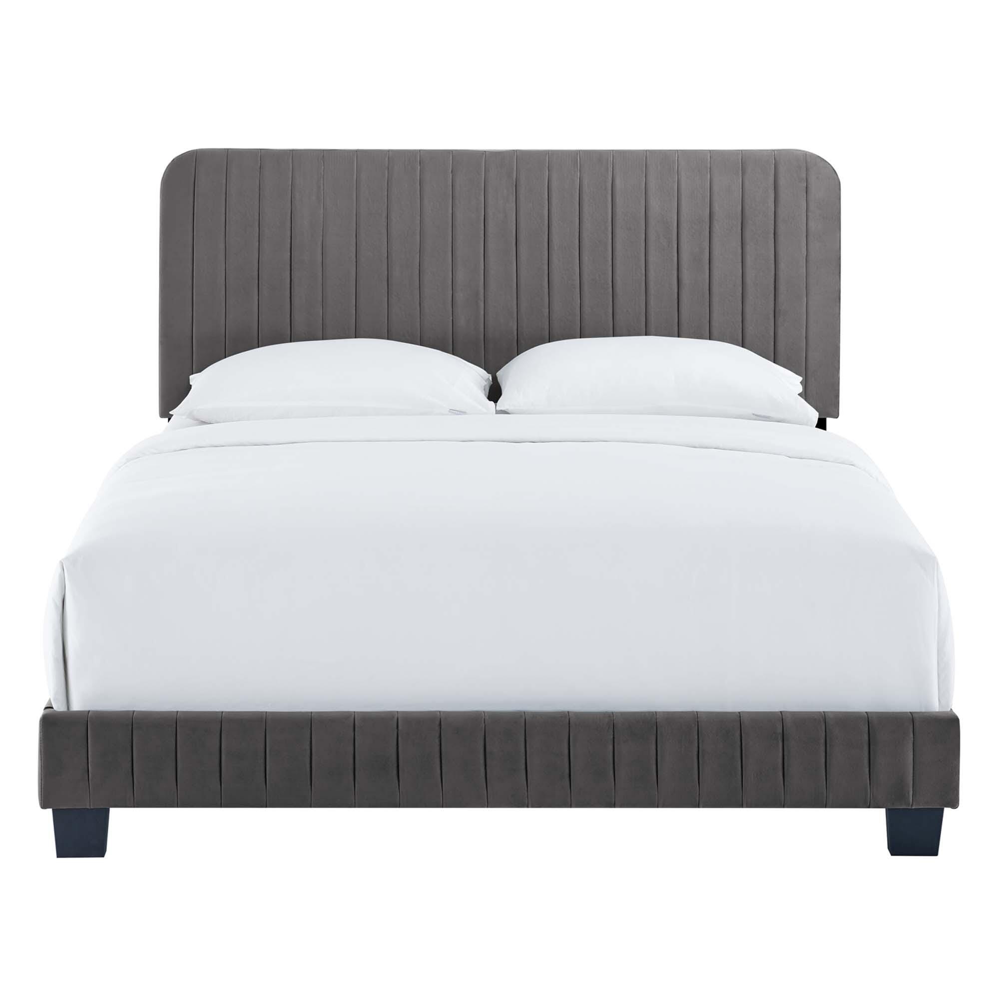 Modway Celine King Channel Tufted Bed, Gray, large