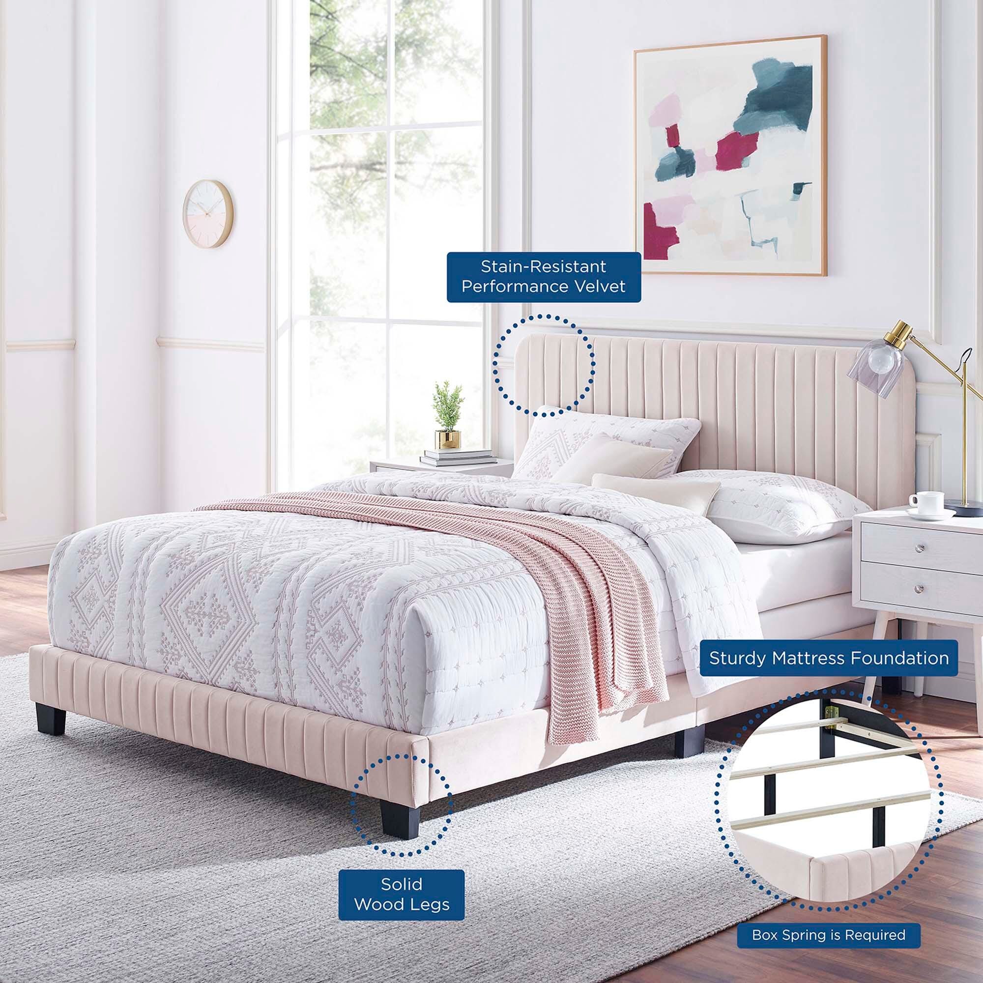Modway Celine Twin Channel Tufted Bed, Pink, large