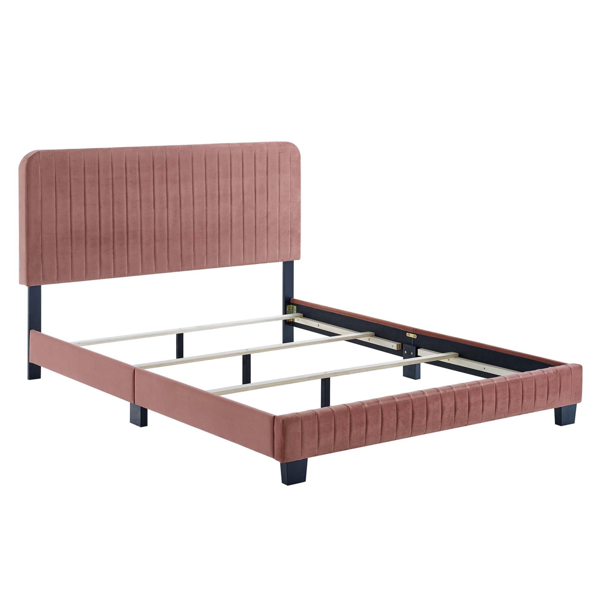 Modway Celine Twin Channel Tufted Bed, Dusty Rose, large