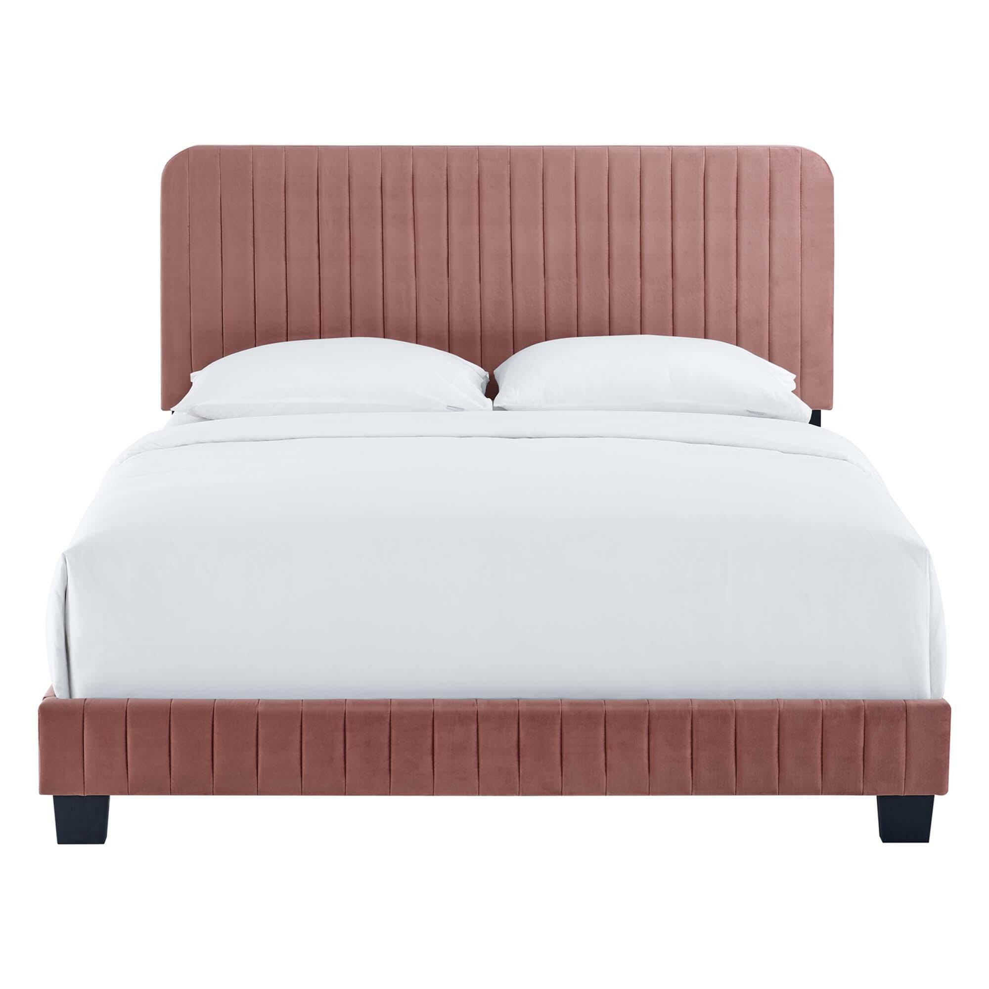 Modway Celine Twin Channel Tufted Bed, Dusty Rose, large