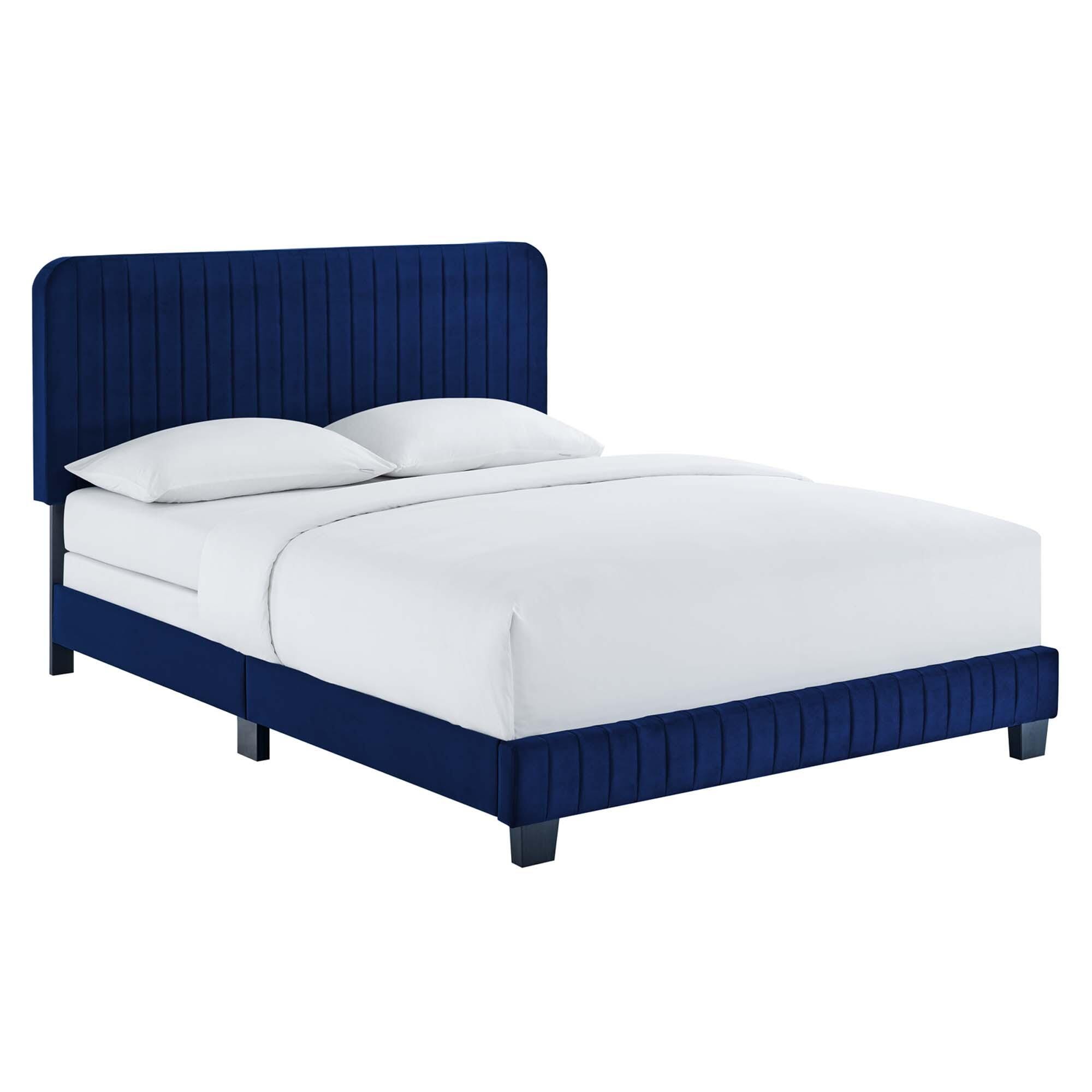 Modway Celine Twin Channel Tufted Bed, Navy, large