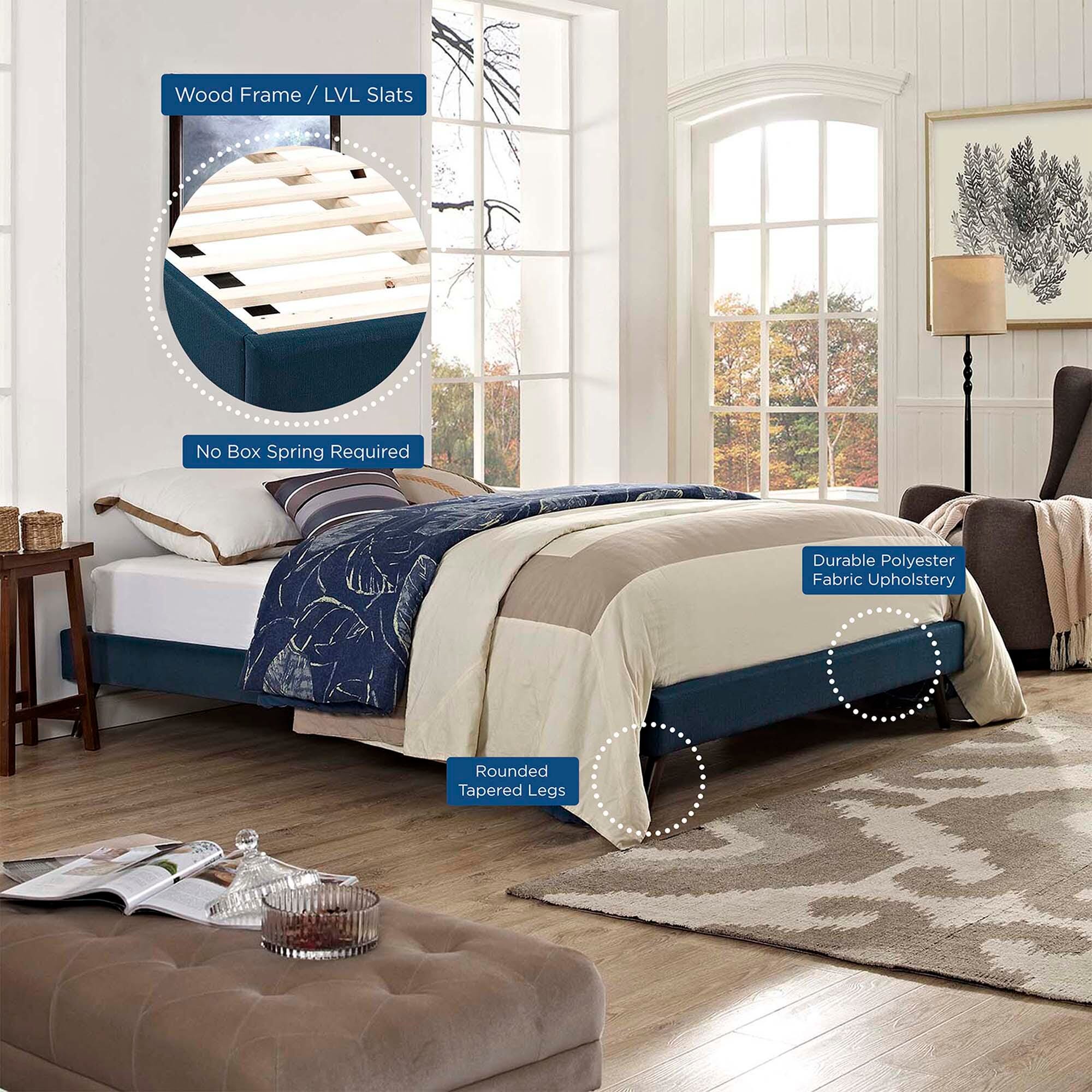 Modway Loryn Full Bed with Round Splayed Legs, Azure, large