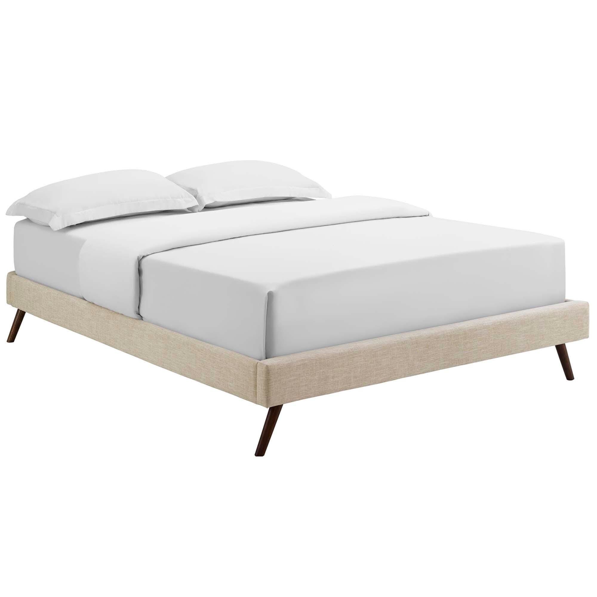 Modway Loryn Full Bed with Round Splayed Legs, Beige, large