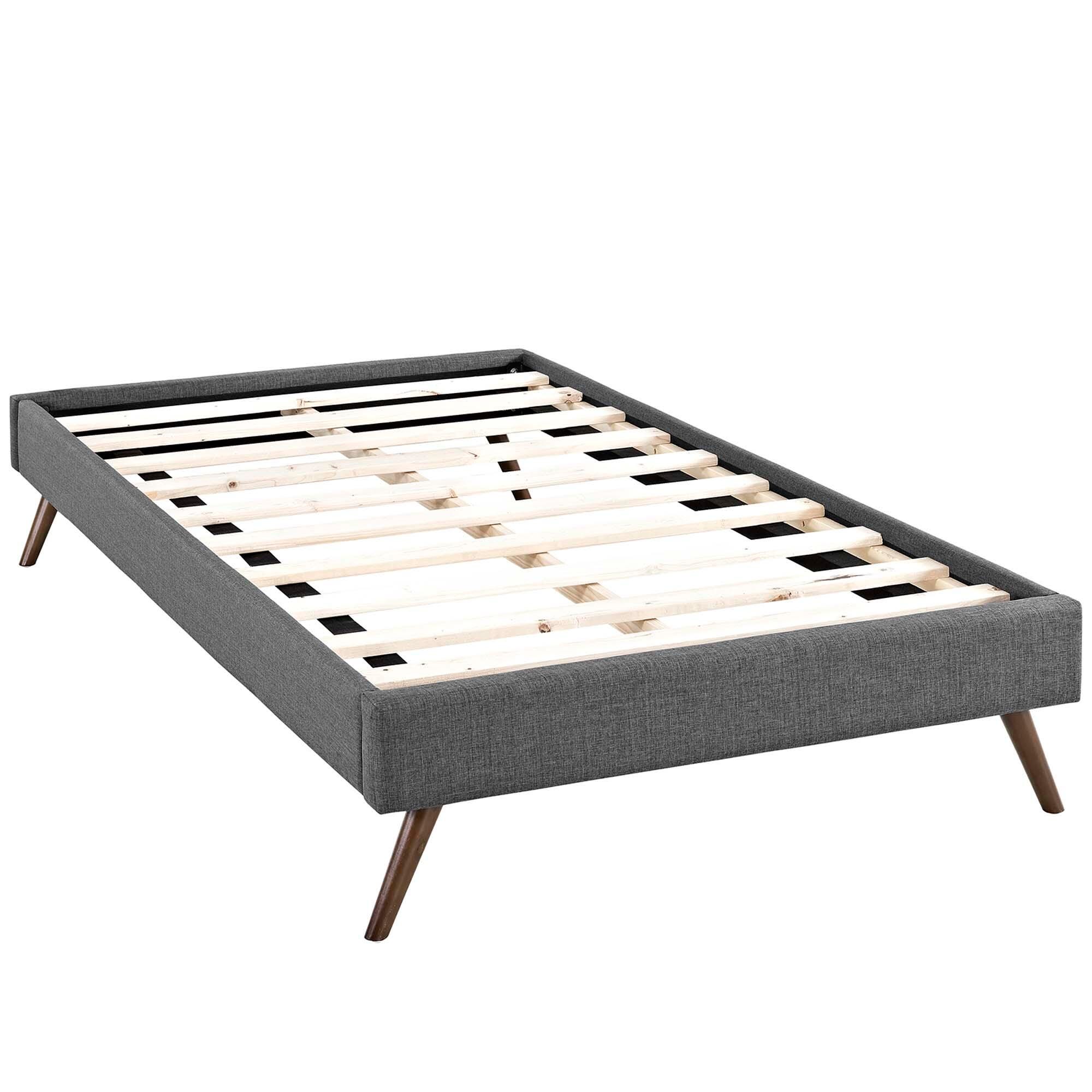 Modway Loryn Twin Bed with Round Splayed Legs, Gray, large